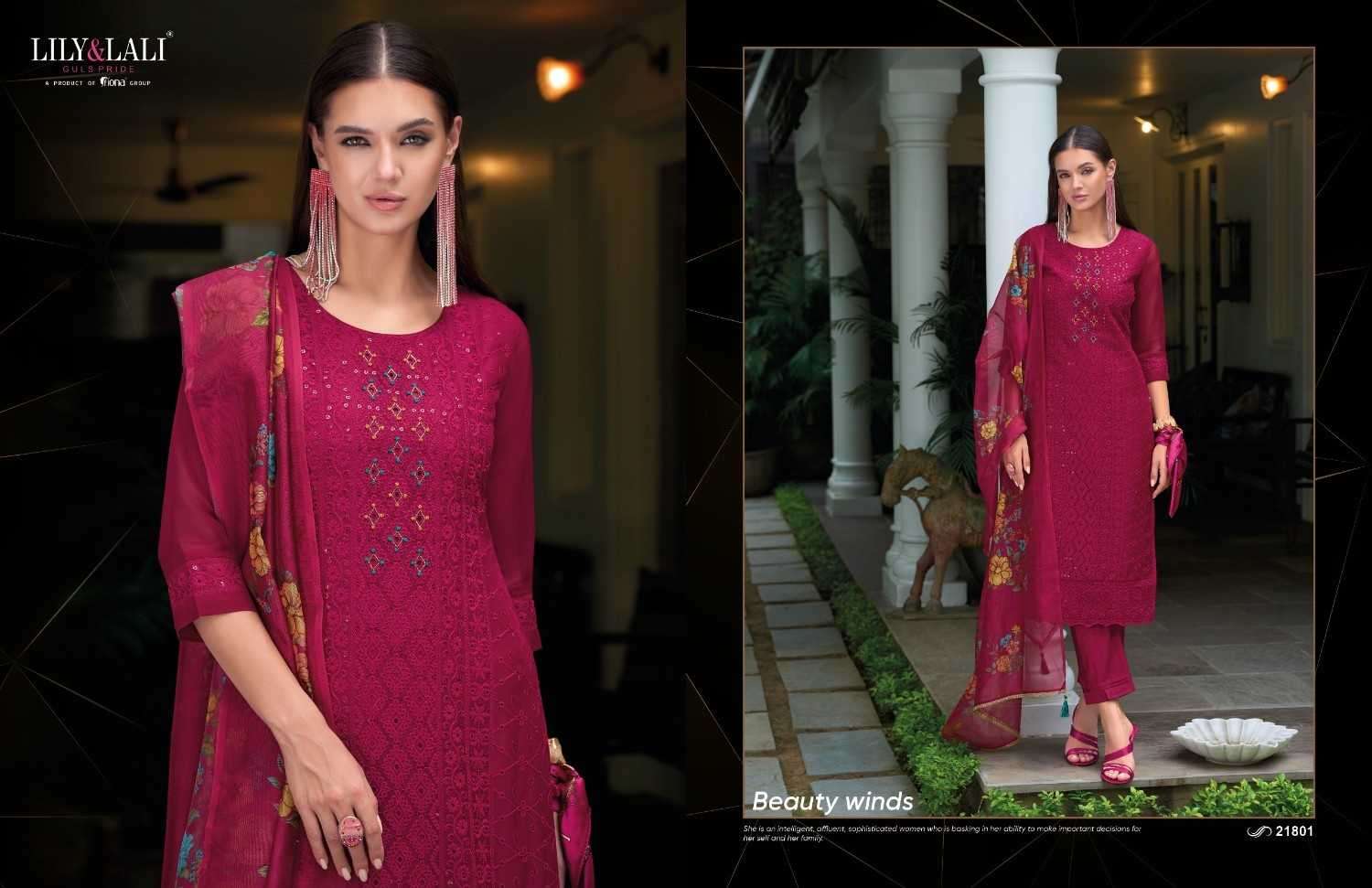 LILY & LALI PRESENTS CHIKANKARI VOL-3 ORGANZA HANDWORK READYMADE SUITS CATALOG WHOLESALER AND EXPORTER IN SURAT