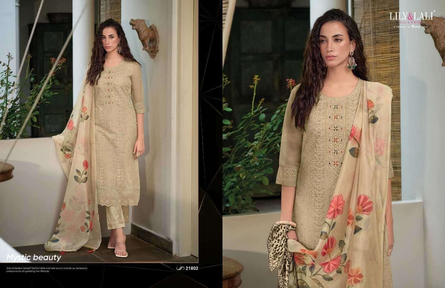 LILY & LALI PRESENTS CHIKANKARI VOL-3 ORGANZA HANDWORK READYMADE SUITS CATALOG WHOLESALER AND EXPORTER IN SURAT