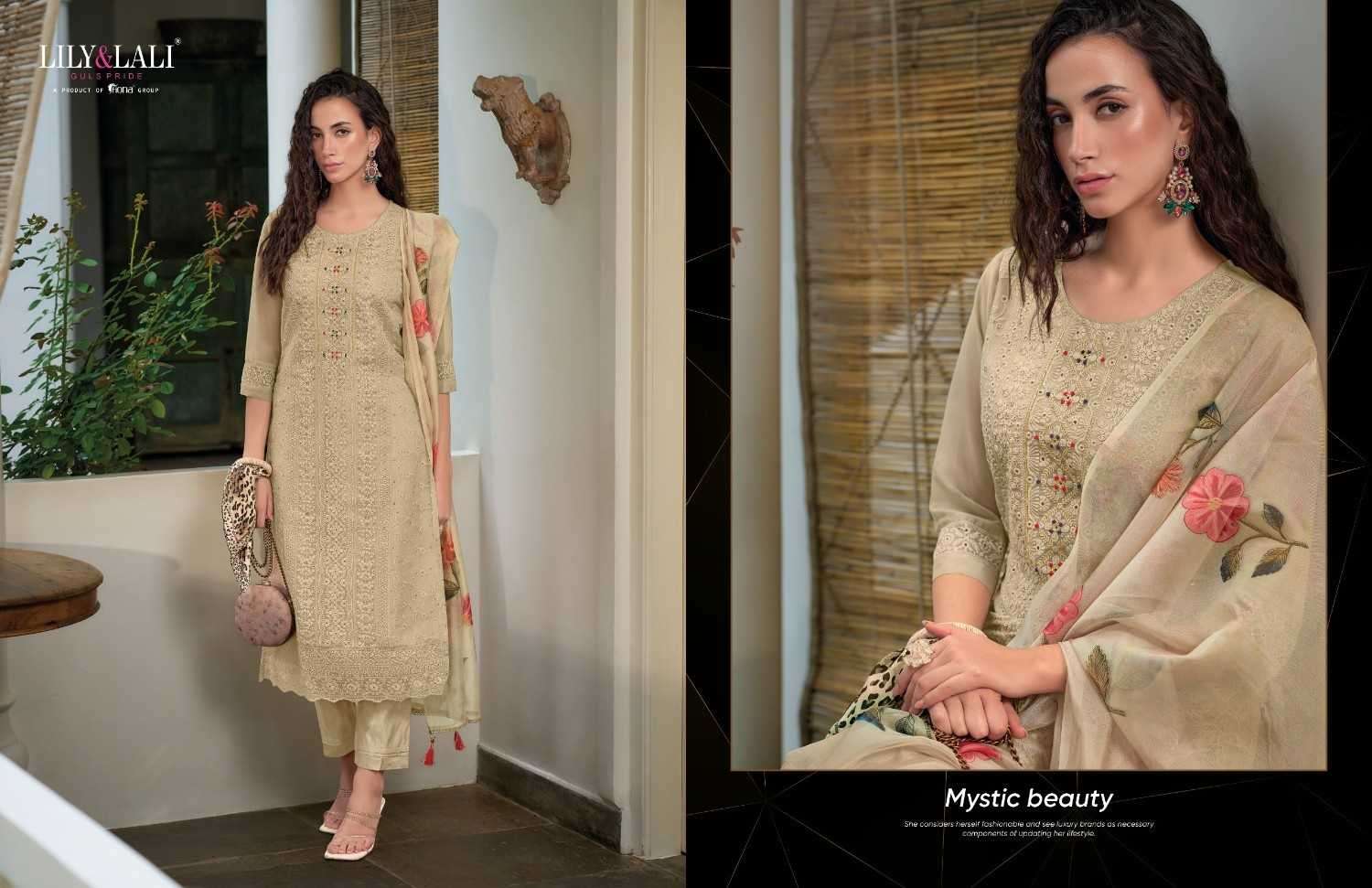 LILY & LALI PRESENTS CHIKANKARI VOL-3 ORGANZA HANDWORK READYMADE SUITS CATALOG WHOLESALER AND EXPORTER IN SURAT