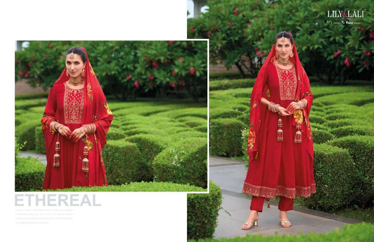 LILY & LALI PRESENTS KARWA ANARKALI VICHITRA SILK READYMADE HANDWORK FESTIVE 3PCS KURTIS CATALOG WHOLESALER AND EXPORTER IN SURAT