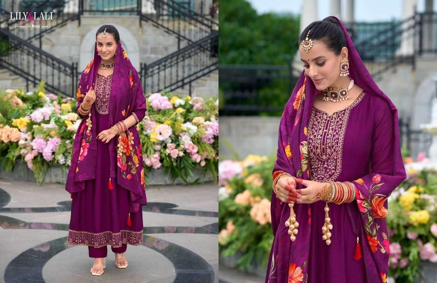LILY & LALI PRESENTS KARWA ANARKALI VICHITRA SILK READYMADE HANDWORK FESTIVE 3PCS KURTIS CATALOG WHOLESALER AND EXPORTER IN SURAT
