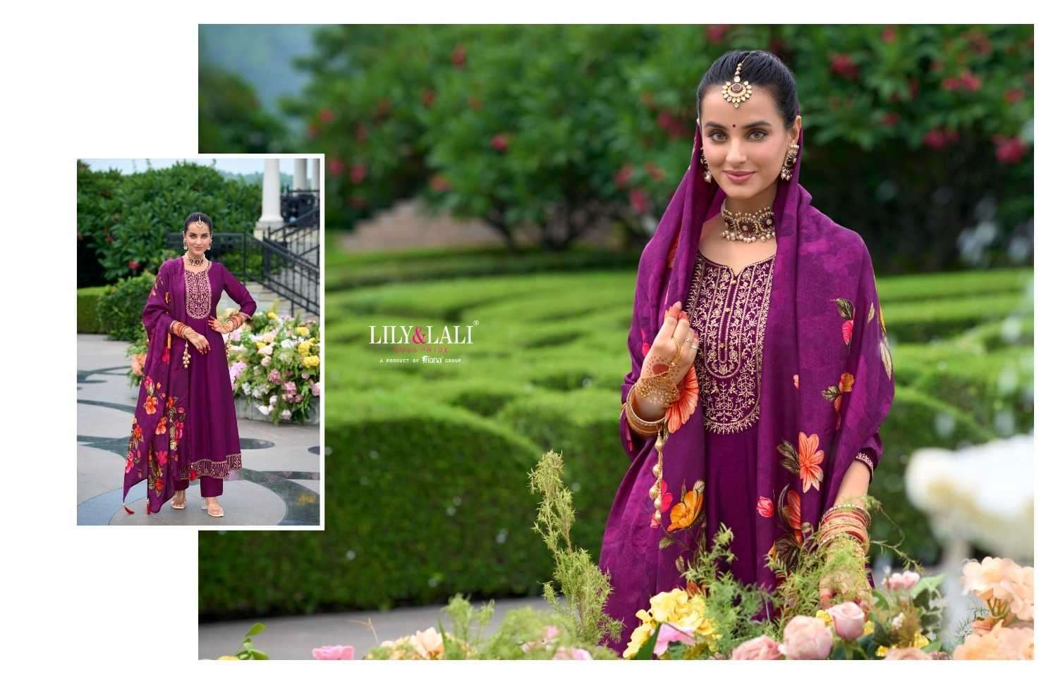 LILY & LALI PRESENTS KARWA ANARKALI VICHITRA SILK READYMADE HANDWORK FESTIVE 3PCS KURTIS CATALOG WHOLESALER AND EXPORTER IN SURAT