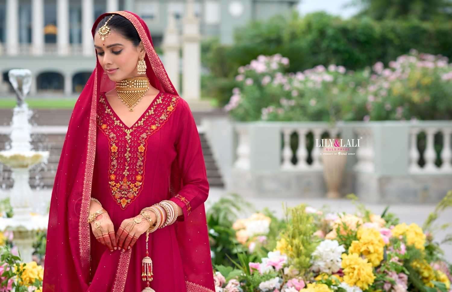 LILY & LALI PRESENTS KARWA ANARKALI VICHITRA SILK READYMADE HANDWORK FESTIVE 3PCS KURTIS CATALOG WHOLESALER AND EXPORTER IN SURAT