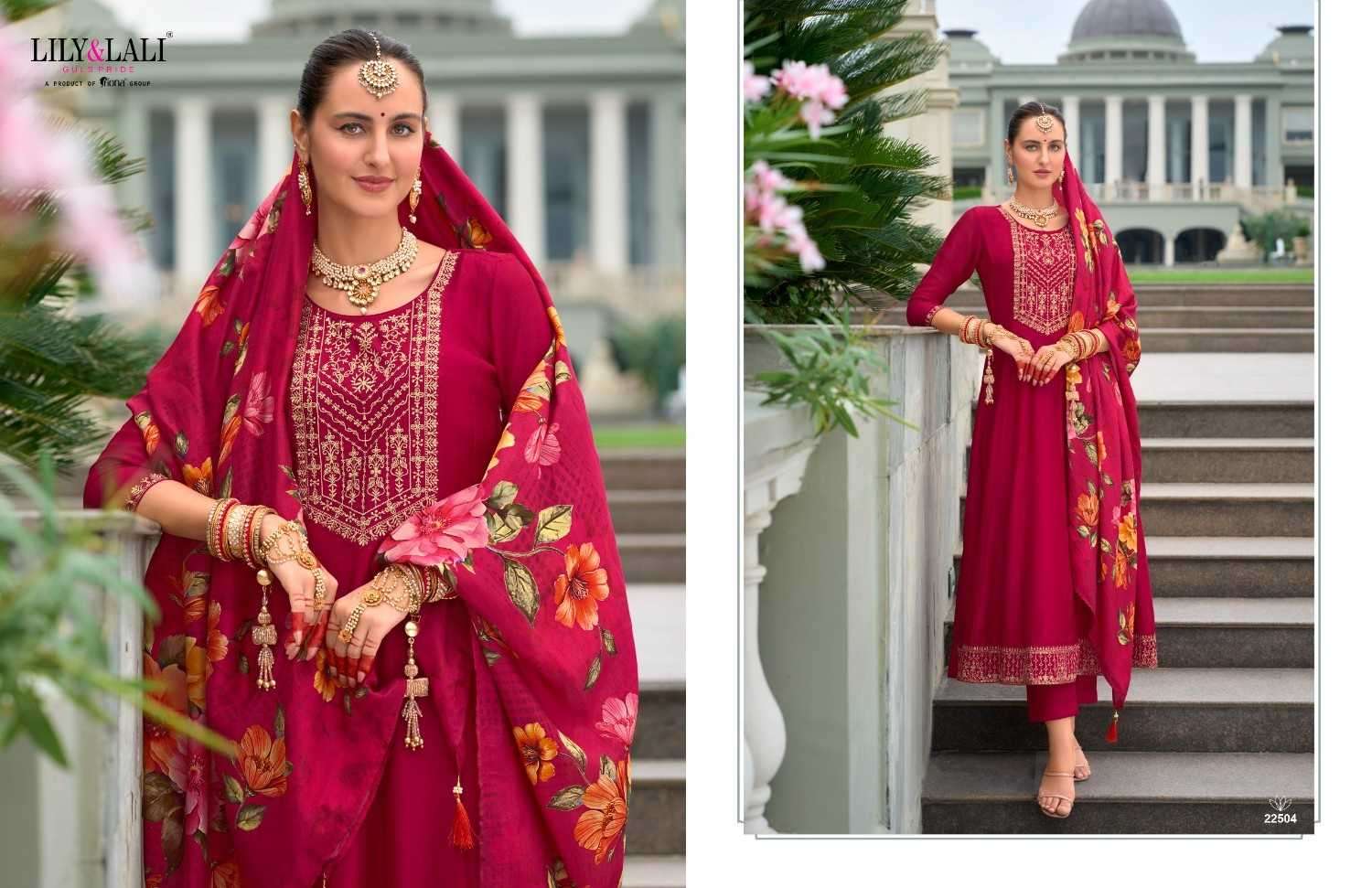 LILY & LALI PRESENTS KARWA ANARKALI VICHITRA SILK READYMADE HANDWORK FESTIVE 3PCS KURTIS CATALOG WHOLESALER AND EXPORTER IN SURAT