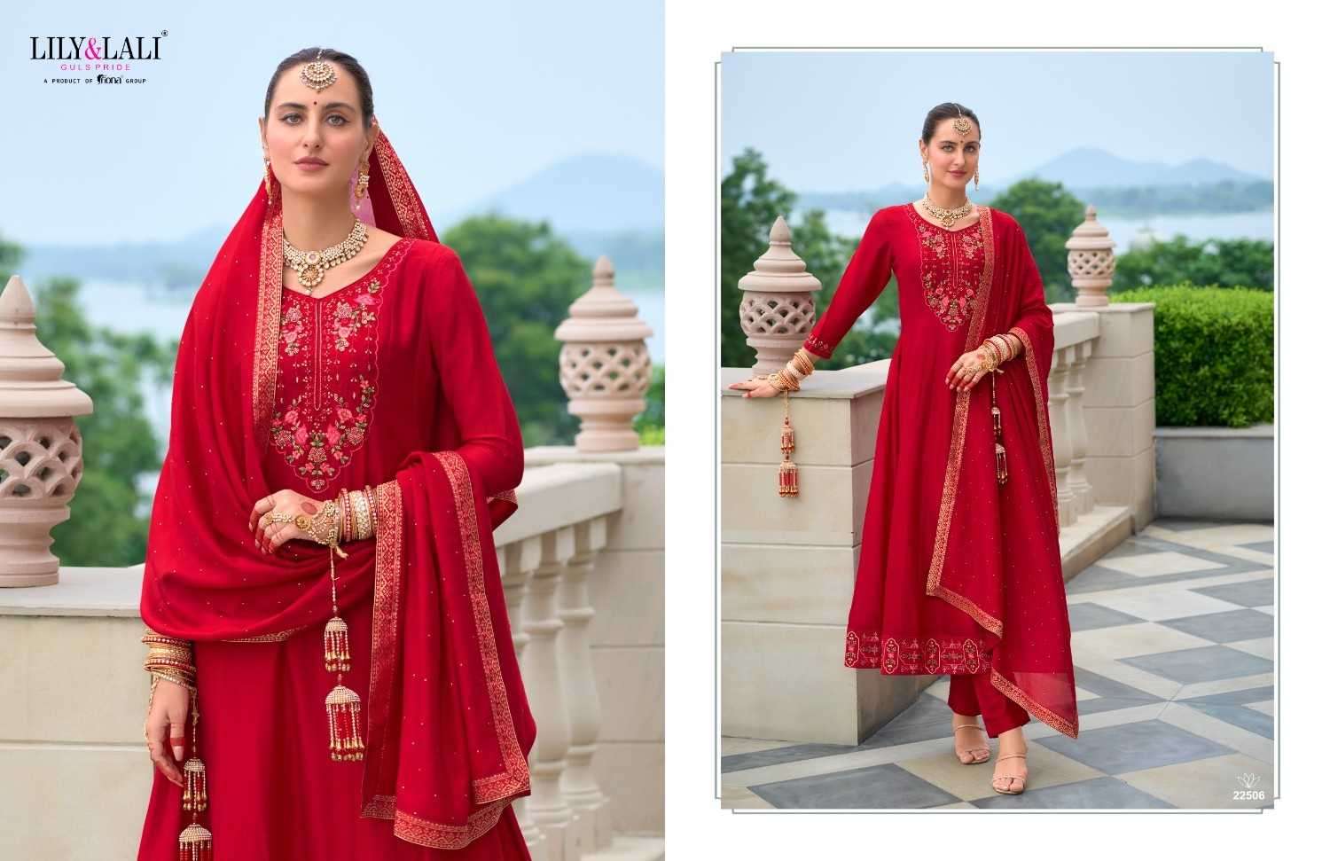 LILY & LALI PRESENTS KARWA ANARKALI VICHITRA SILK READYMADE HANDWORK FESTIVE 3PCS KURTIS CATALOG WHOLESALER AND EXPORTER IN SURAT