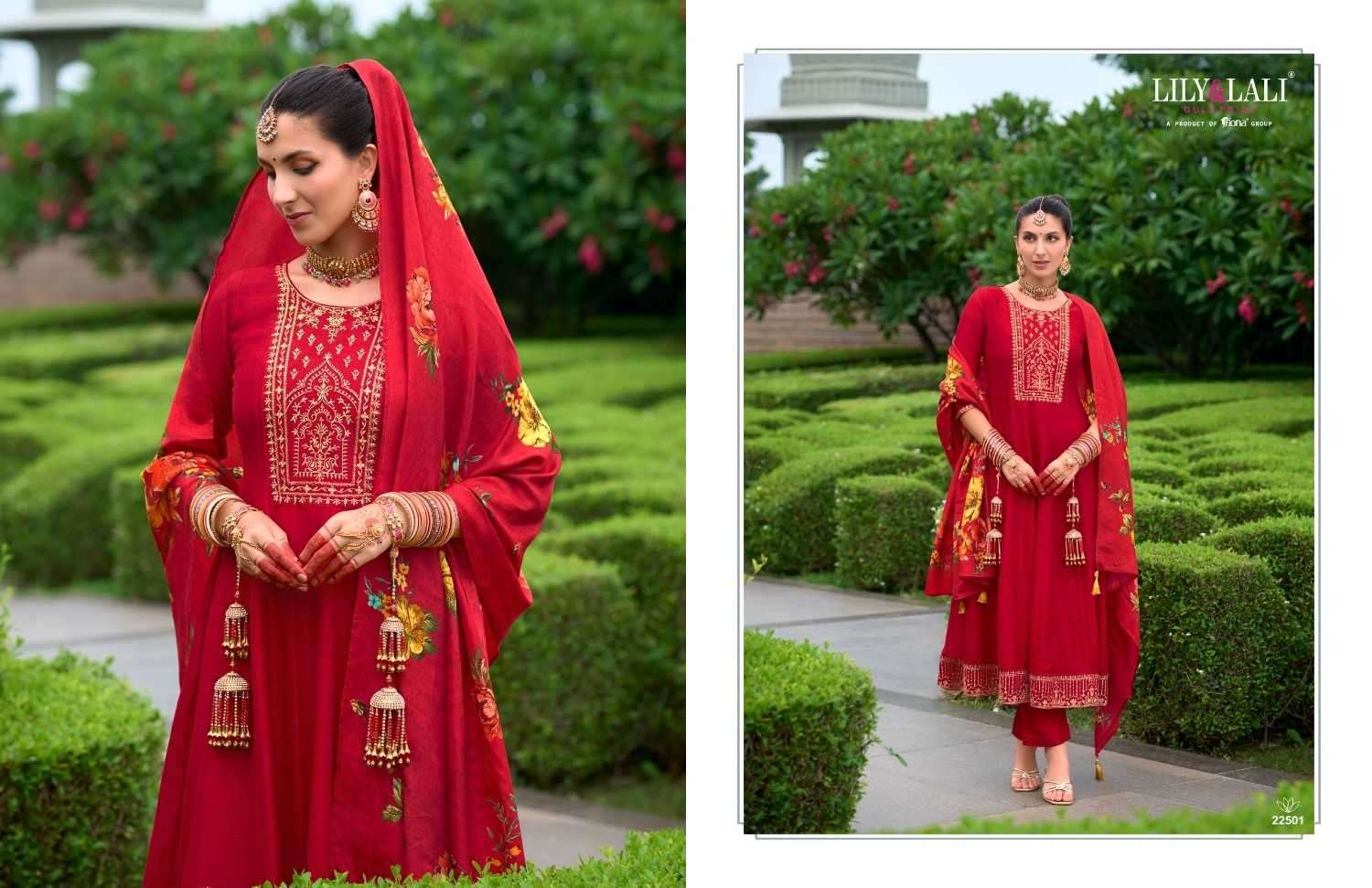 LILY & LALI PRESENTS KARWA ANARKALI VICHITRA SILK READYMADE HANDWORK FESTIVE 3PCS KURTIS CATALOG WHOLESALER AND EXPORTER IN SURAT