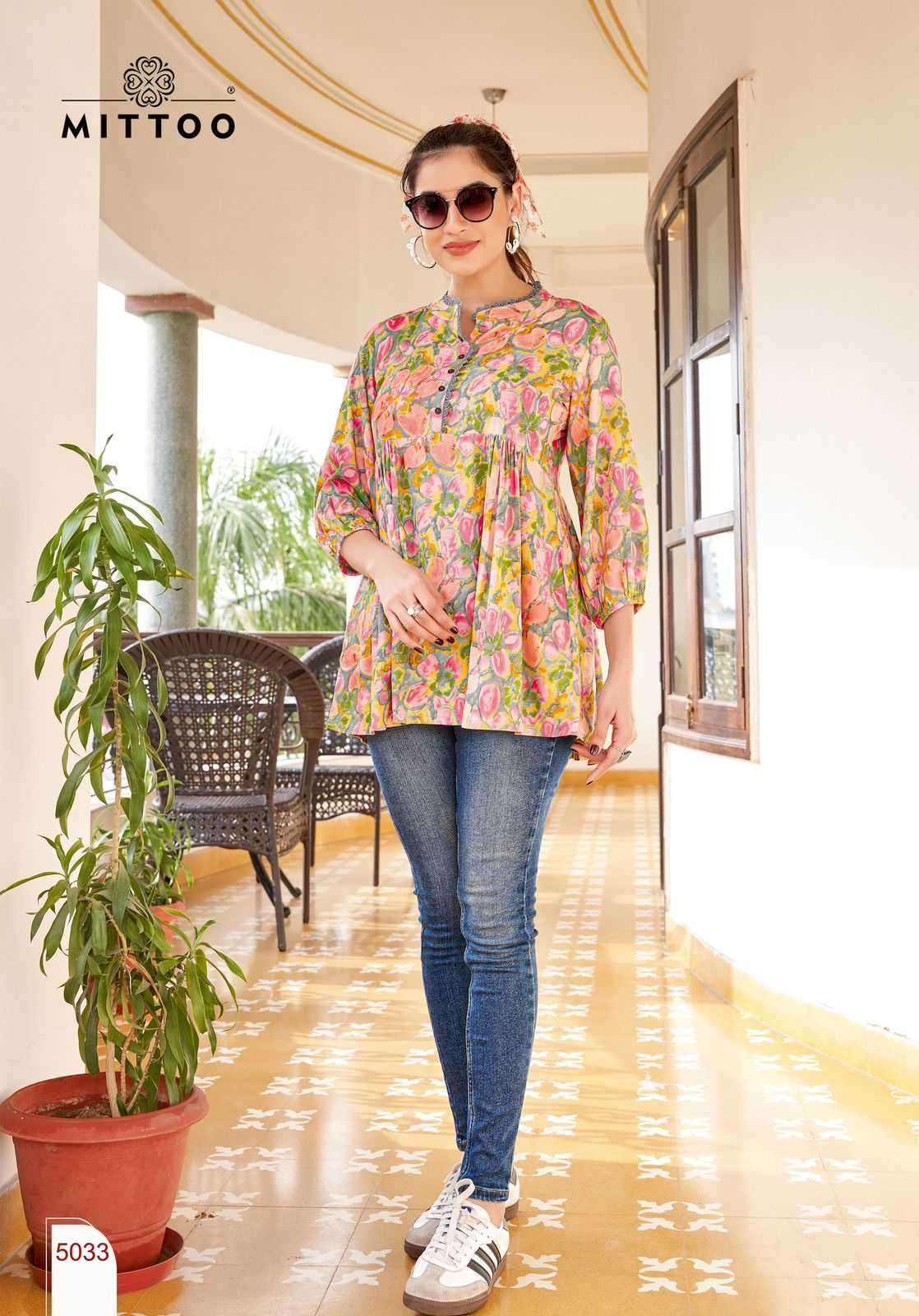 MITTOO PRESENTS VICTORIA VOL-6 RAYON PRINT READYMADE WESTERN GIRLS TOPS CATALOG WHOLESALER AND EXPORTER 