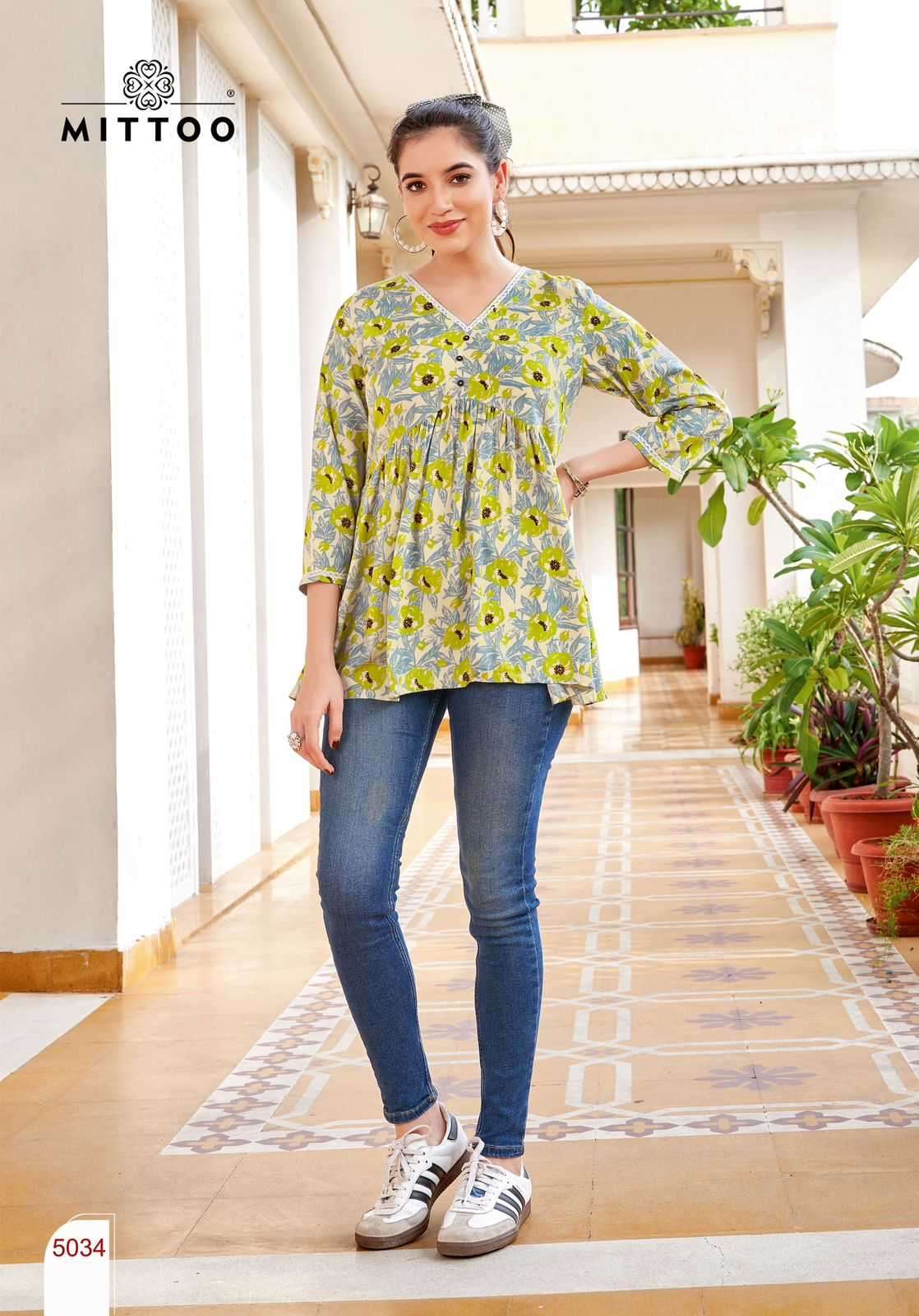 MITTOO PRESENTS VICTORIA VOL-6 RAYON PRINT READYMADE WESTERN GIRLS TOPS CATALOG WHOLESALER AND EXPORTER 