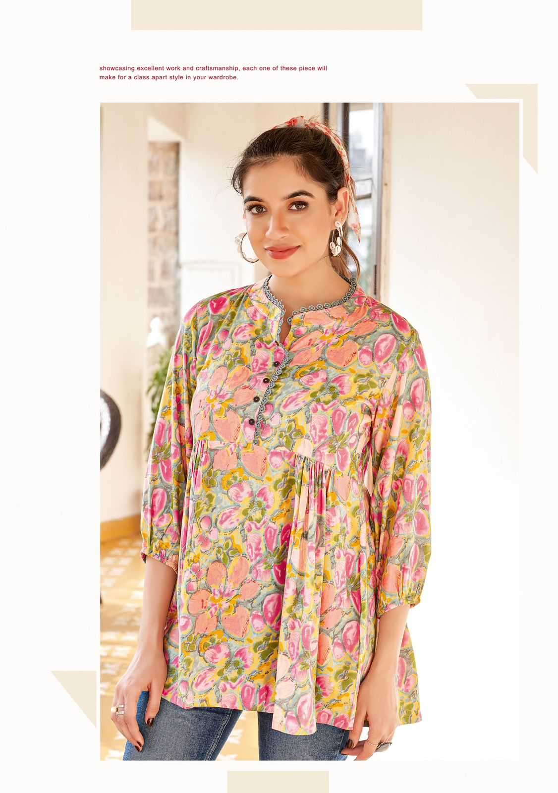 MITTOO PRESENTS VICTORIA VOL-6 RAYON PRINT READYMADE WESTERN GIRLS TOPS CATALOG WHOLESALER AND EXPORTER 