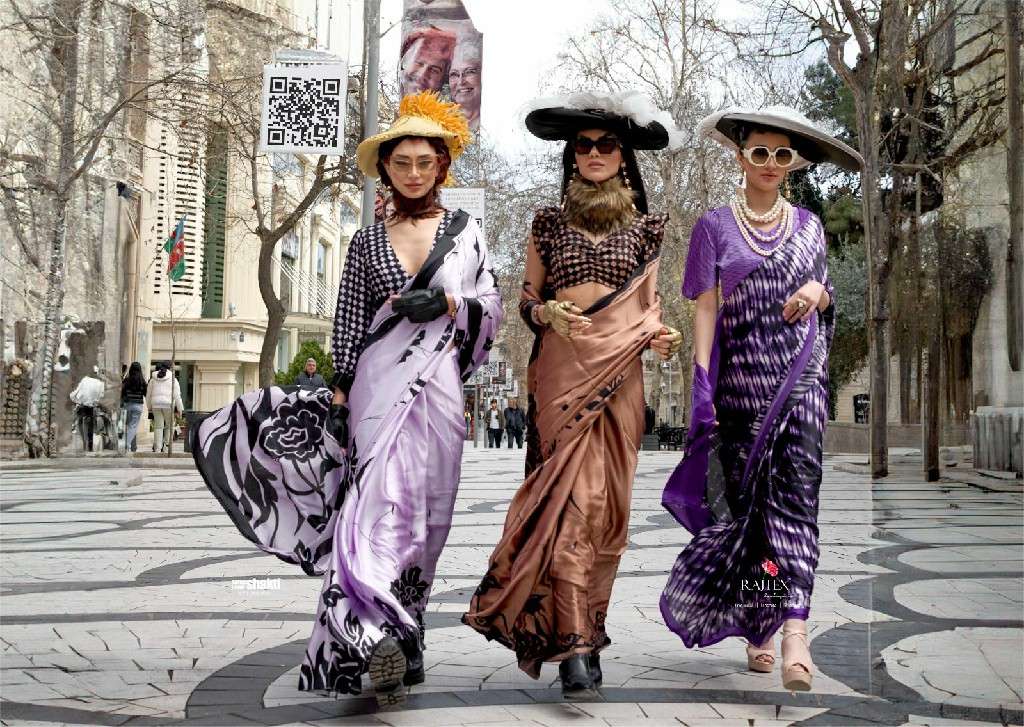 Rajtex Presents kazule satin crepe printed trendy saree Catalog Wholesaler And Exporter In Surat