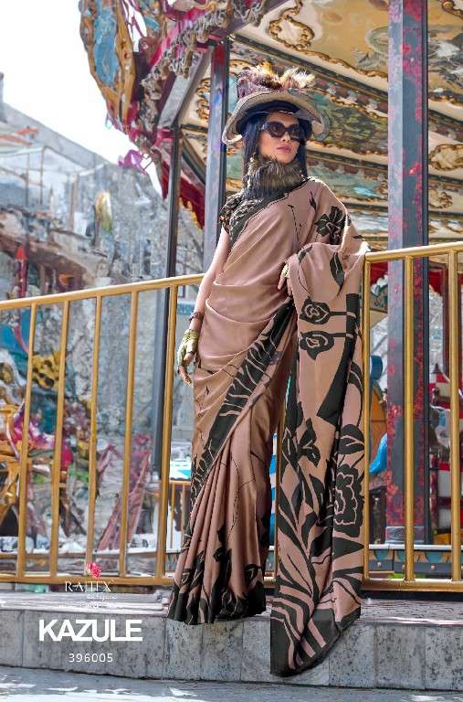 Rajtex Presents kazule satin crepe printed trendy saree Catalog Wholesaler And Exporter In Surat