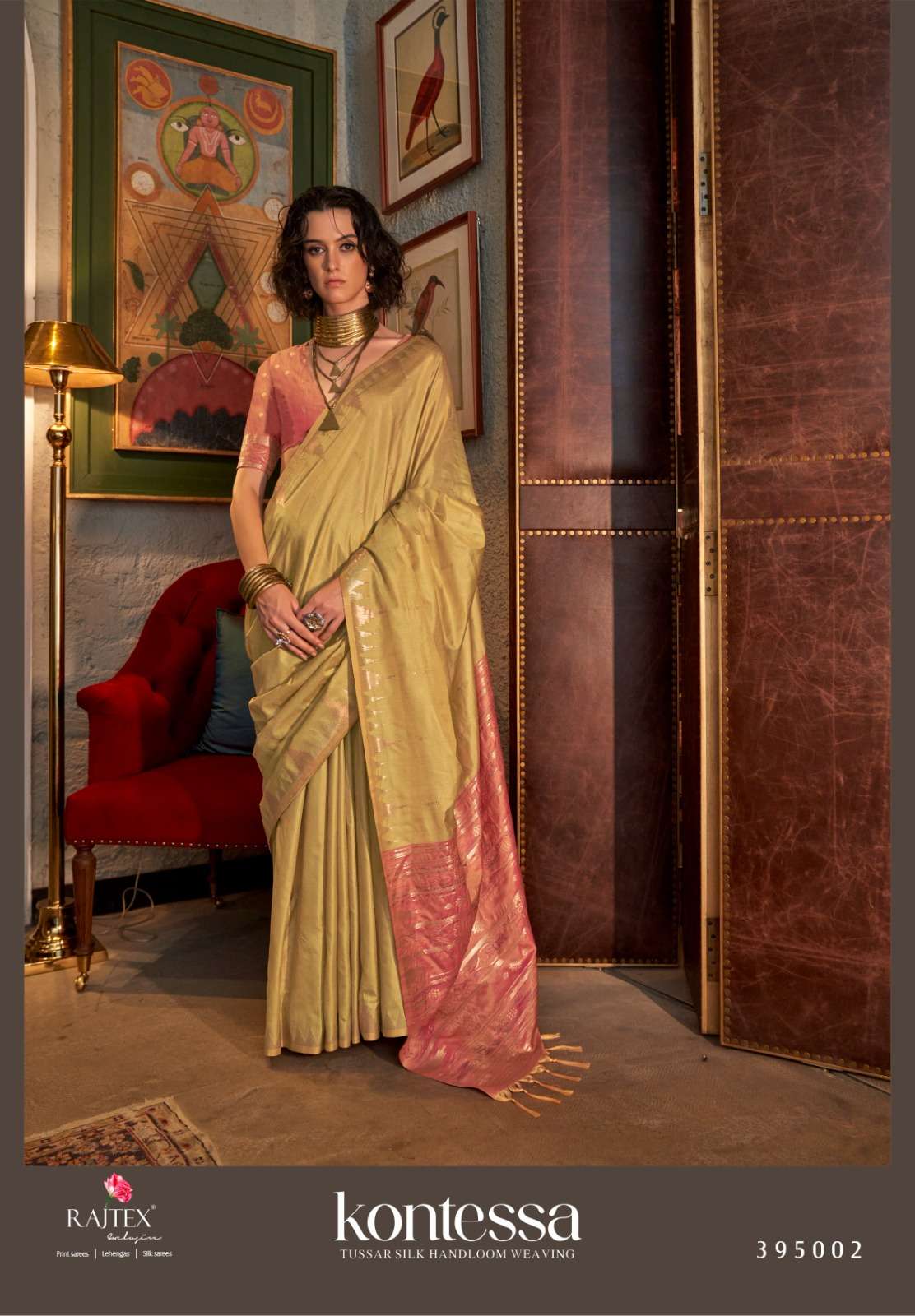 Rajtex Presents Kontessa silk Wholesale Tussar Silk Handloom Weaving Party Wear Sarees Catalog Wholesaler And Exporter 