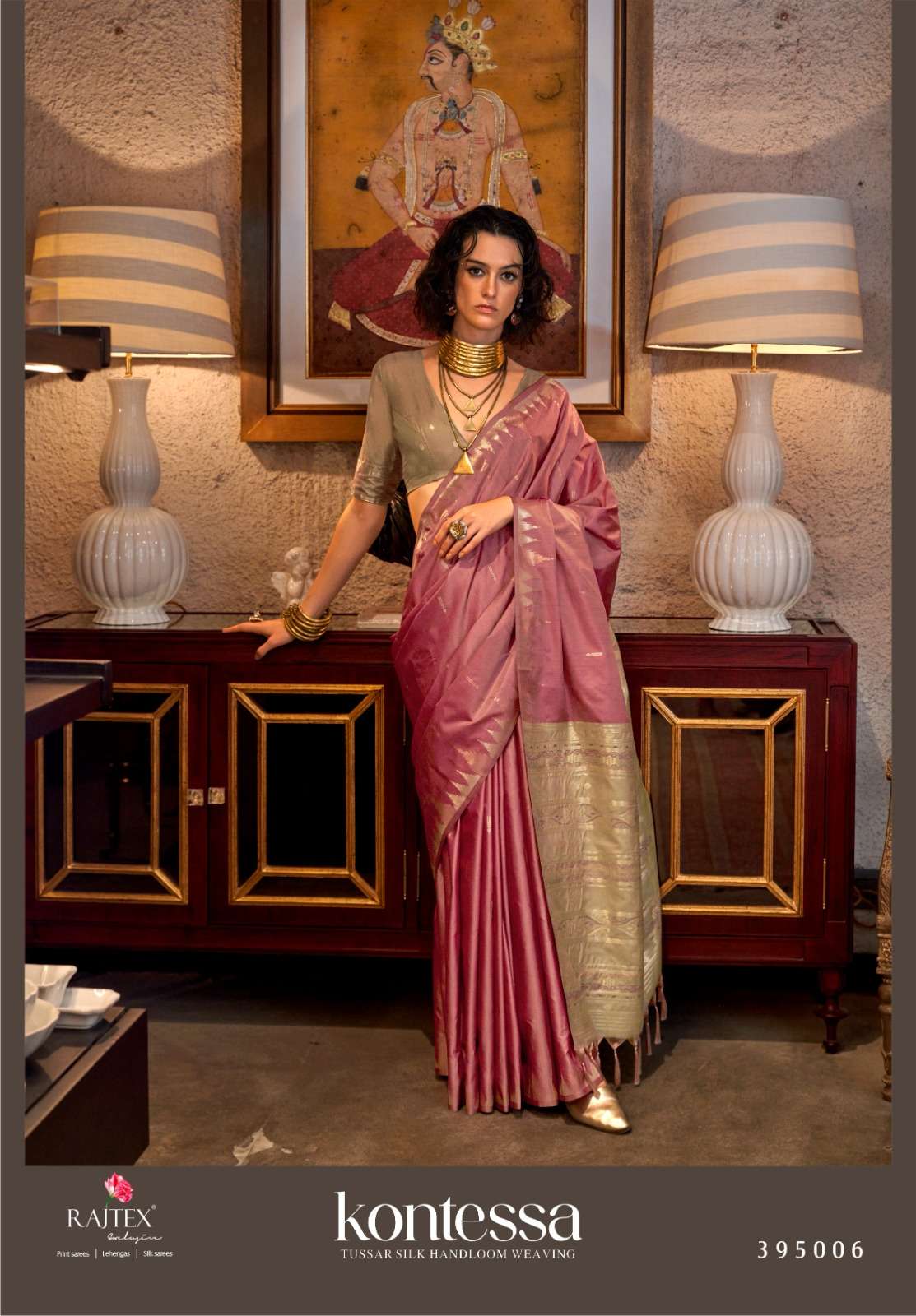 Rajtex Presents Kontessa silk Wholesale Tussar Silk Handloom Weaving Party Wear Sarees Catalog Wholesaler And Exporter 