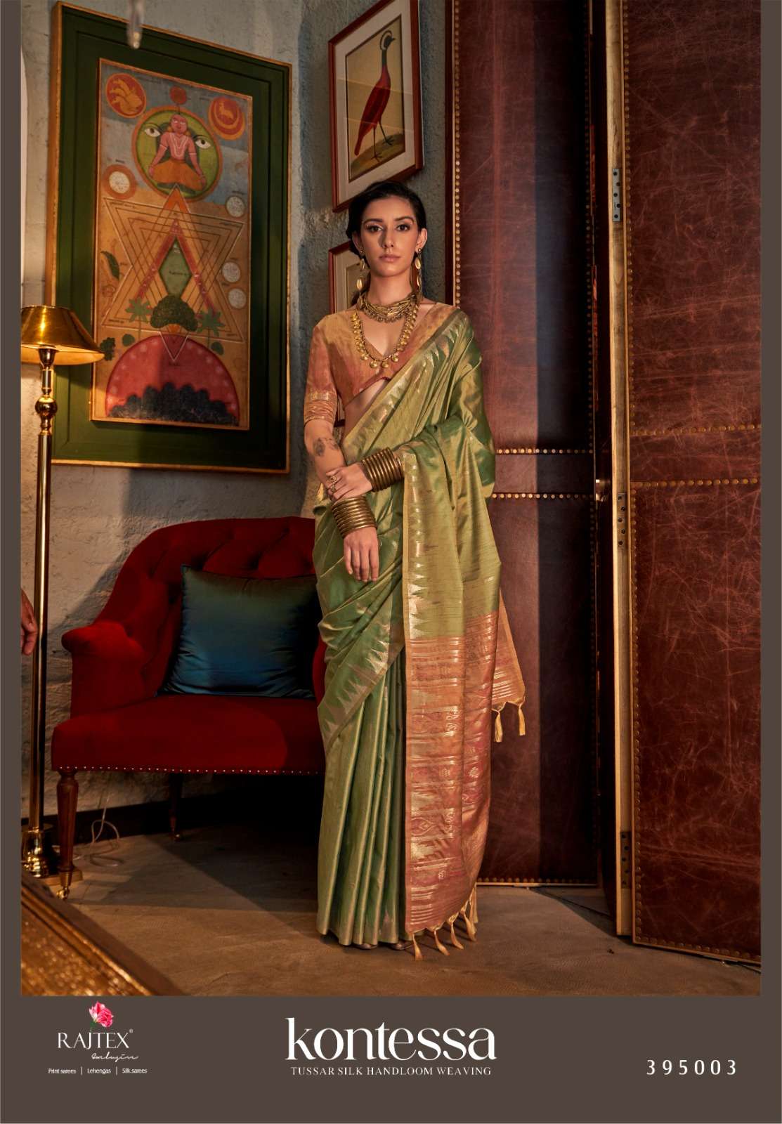 Rajtex Presents Kontessa silk Wholesale Tussar Silk Handloom Weaving Party Wear Sarees Catalog Wholesaler And Exporter 