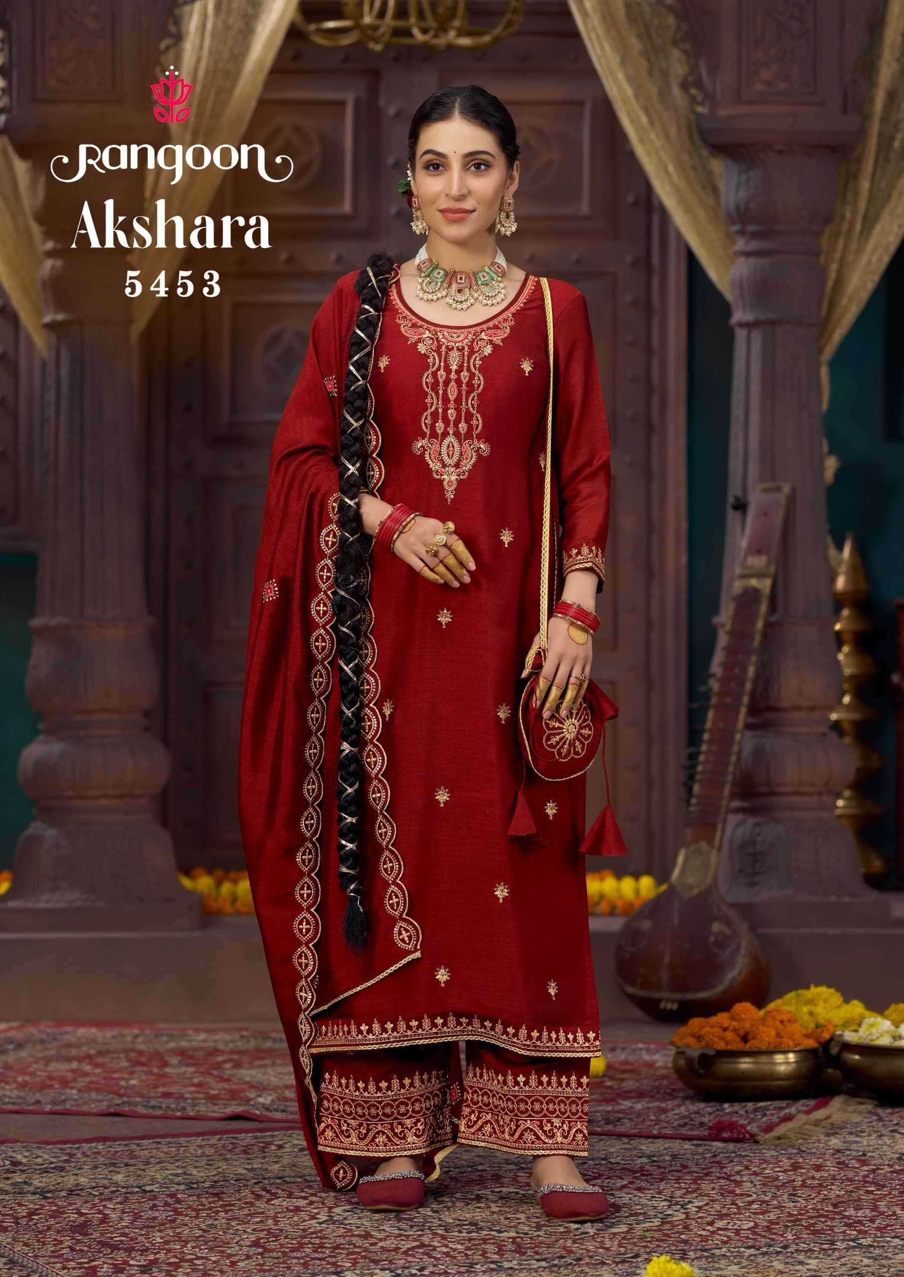 RANGOON PRESENTS AKSHARA READYMADE SILK ELEGANCE FANCY LADIES KURTIS CATALOG WHOLESALER AND EXPORTER 