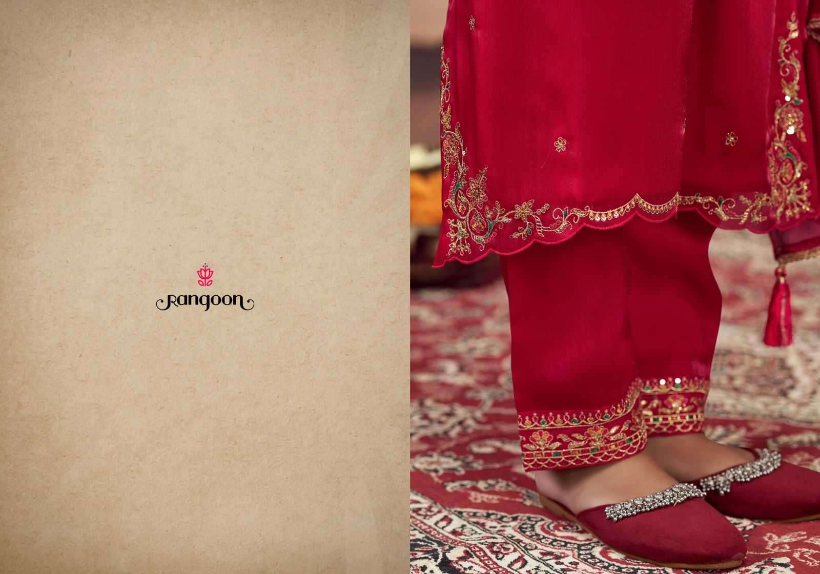 RANGOON PRESENTS DHOOP READYMADE SATIN CREP HANDWORK TRENDY LADIES SUIT CATALOG WHOLESALER AND EXPORTER IN SURAT