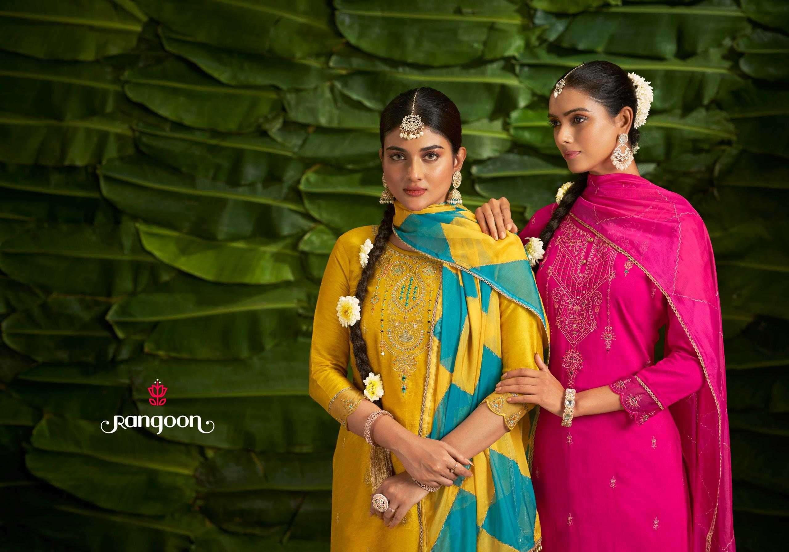 RANGOON PRESENTS PALAK VISCOSE READYMADE CLASSIC HAND MIRROR LADIES SUIT CATALOG WHOLESALER AND EXPORTER 