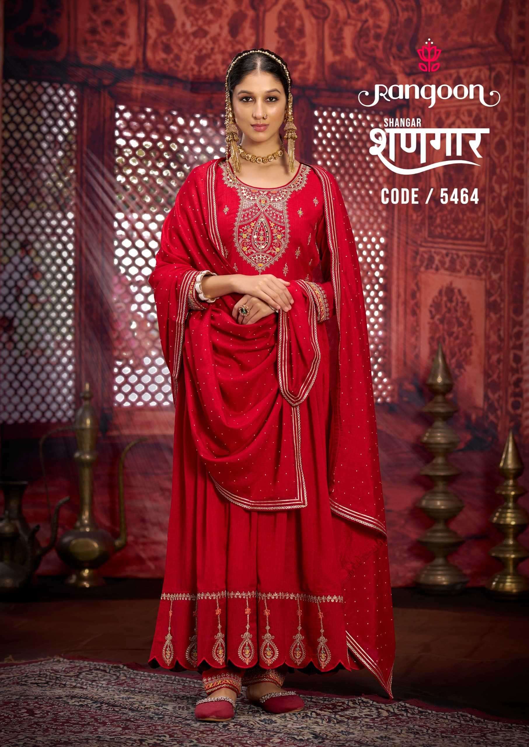 RANGOON PRESENTS  SHANGAR ANARKALI STYLE SILK FULL STITCH DESIGNER KURTI PANT WITH DUPATTA CATALOG WHOLESALER AND EXPORTER 