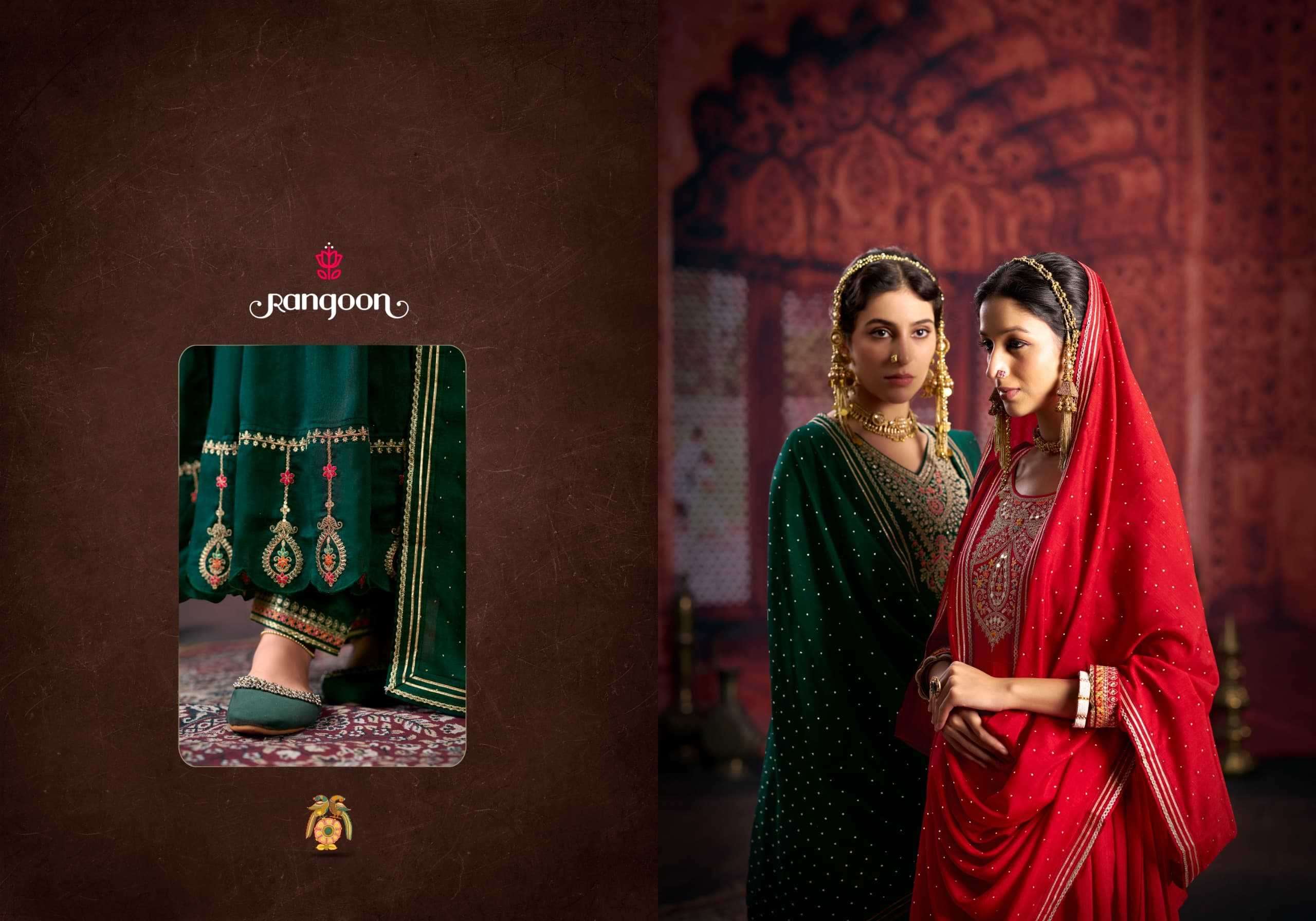 RANGOON PRESENTS  SHANGAR ANARKALI STYLE SILK FULL STITCH DESIGNER KURTI PANT WITH DUPATTA CATALOG WHOLESALER AND EXPORTER 