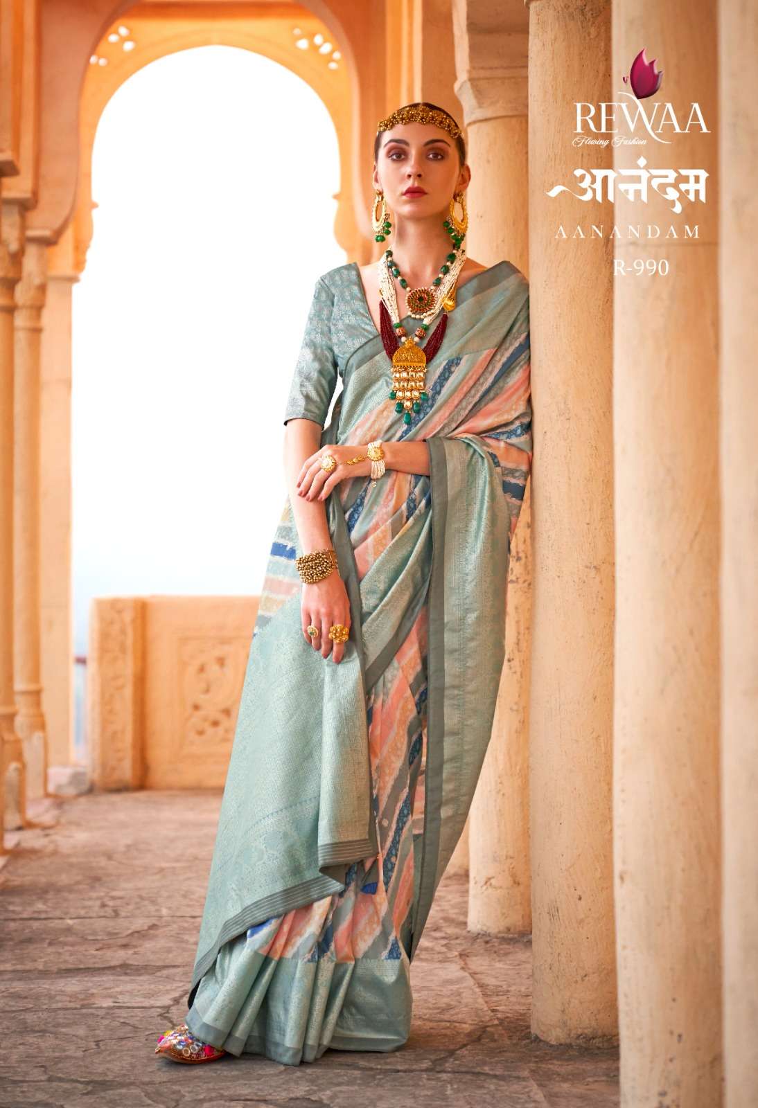 REWAA PRESENT AANANDAM DESIGNER FUNCTION WEAR FANCY SAREES CATALOG WHOLESALER AND EXPORTER IN SURAT 