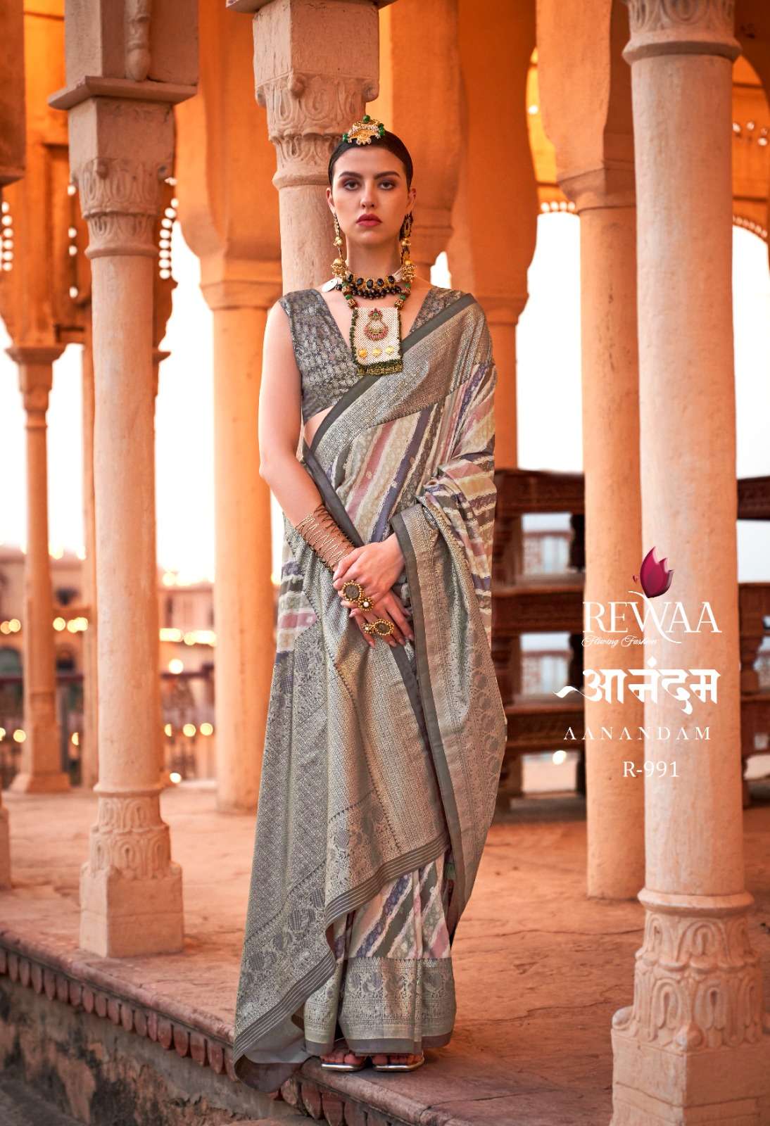 REWAA PRESENT AANANDAM DESIGNER FUNCTION WEAR FANCY SAREES CATALOG WHOLESALER AND EXPORTER IN SURAT 