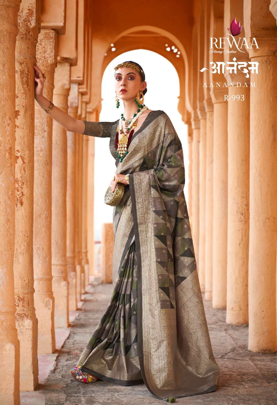 REWAA PRESENT AANANDAM DESIGNER FUNCTION WEAR FANCY SAREES CATALOG WHOLESALER AND EXPORTER IN SURAT 