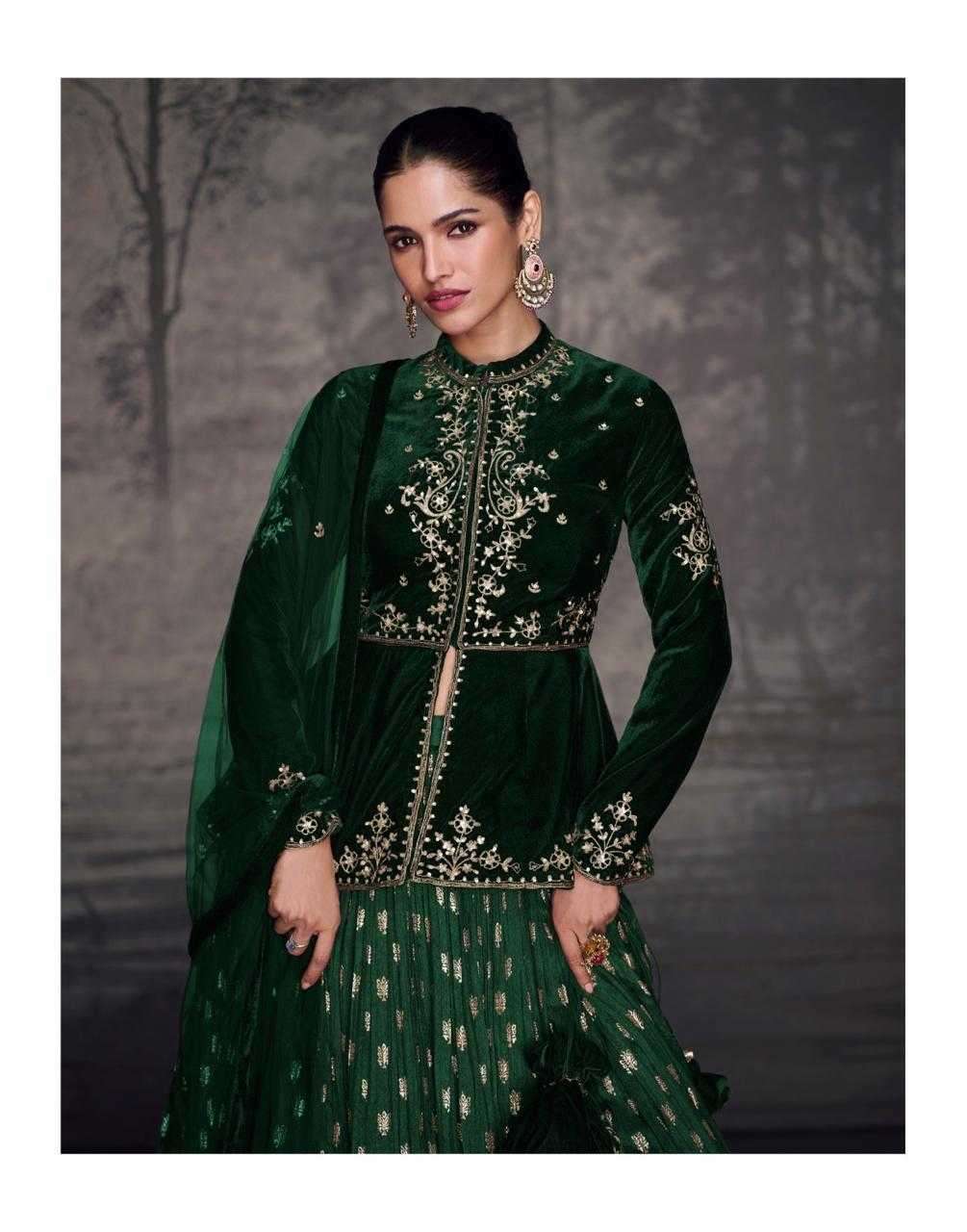 SAYURI DESIGNER PRESENTS GLAM READYMADE VELVET KURTI WITH SKIRT CATALOG WHOLESALER AND EXPORTER IN SURAT