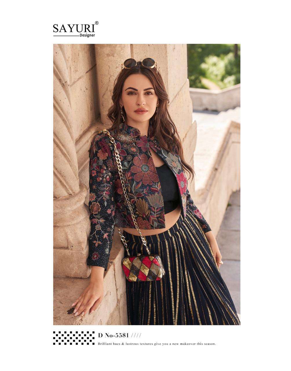 SAYURI DESIGNER PRESENTS LUXE OCCASION WEAR READYMADE CHINON FANCY INDOWESTERN DRESS CATALOG WHOLESALER AND EXPORTER IN SURAT