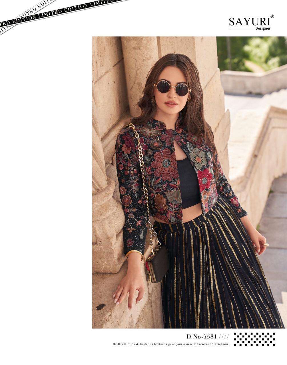 SAYURI DESIGNER PRESENTS LUXE OCCASION WEAR READYMADE CHINON FANCY INDOWESTERN DRESS CATALOG WHOLESALER AND EXPORTER IN SURAT