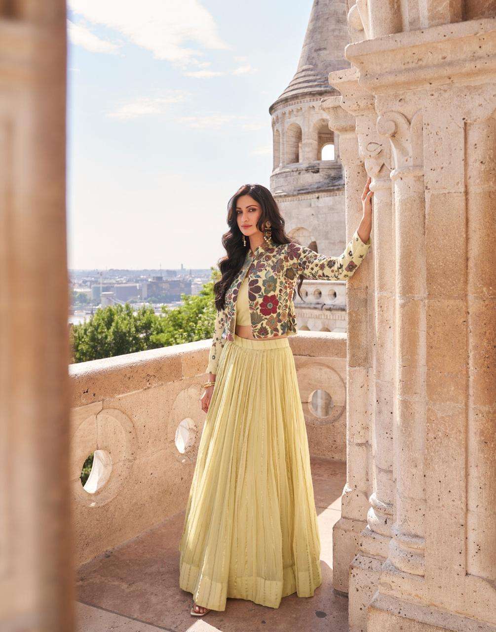 SAYURI DESIGNER PRESENTS LUXE OCCASION WEAR READYMADE CHINON FANCY INDOWESTERN DRESS CATALOG WHOLESALER AND EXPORTER IN SURAT