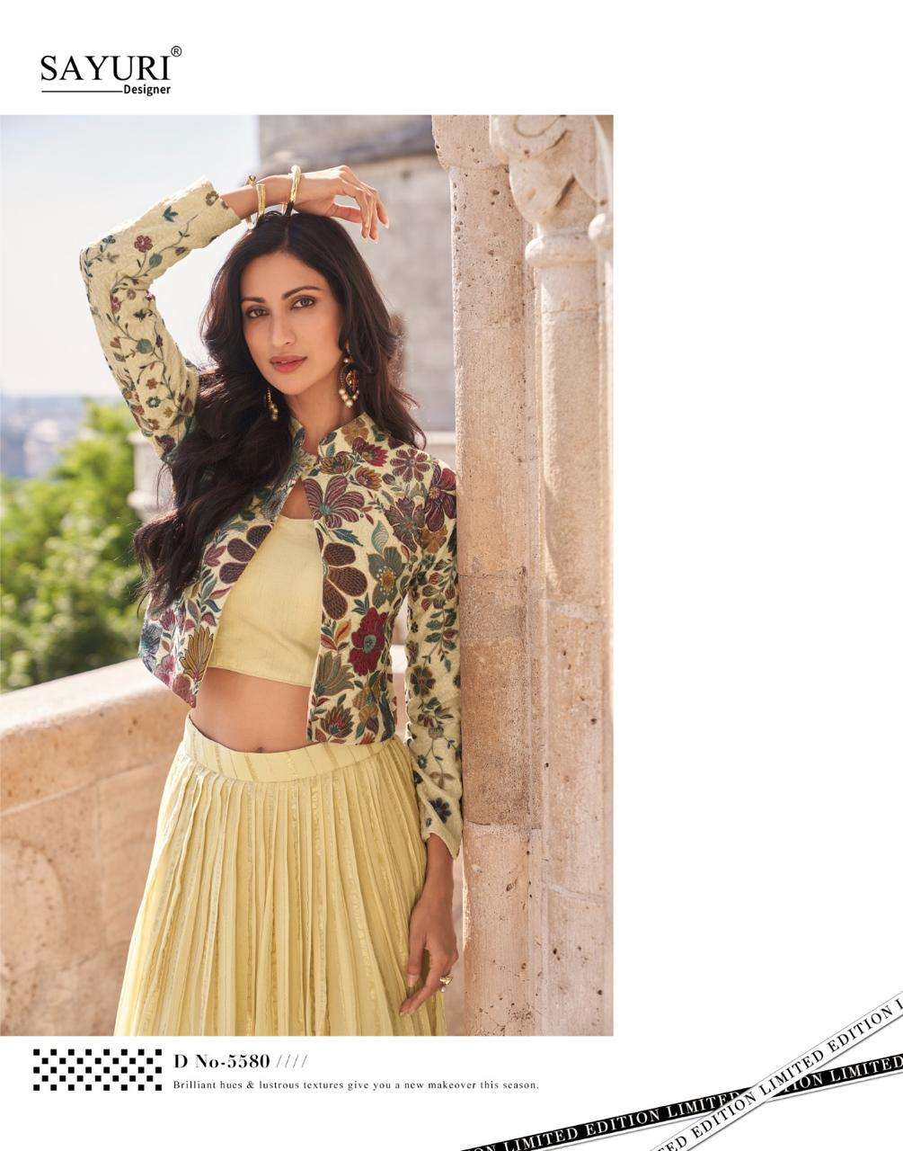 SAYURI DESIGNER PRESENTS LUXE OCCASION WEAR READYMADE CHINON FANCY INDOWESTERN DRESS CATALOG WHOLESALER AND EXPORTER IN SURAT