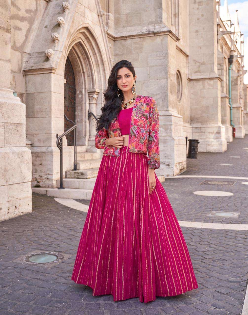 SAYURI DESIGNER PRESENTS LUXE OCCASION WEAR READYMADE CHINON FANCY INDOWESTERN DRESS CATALOG WHOLESALER AND EXPORTER IN SURAT