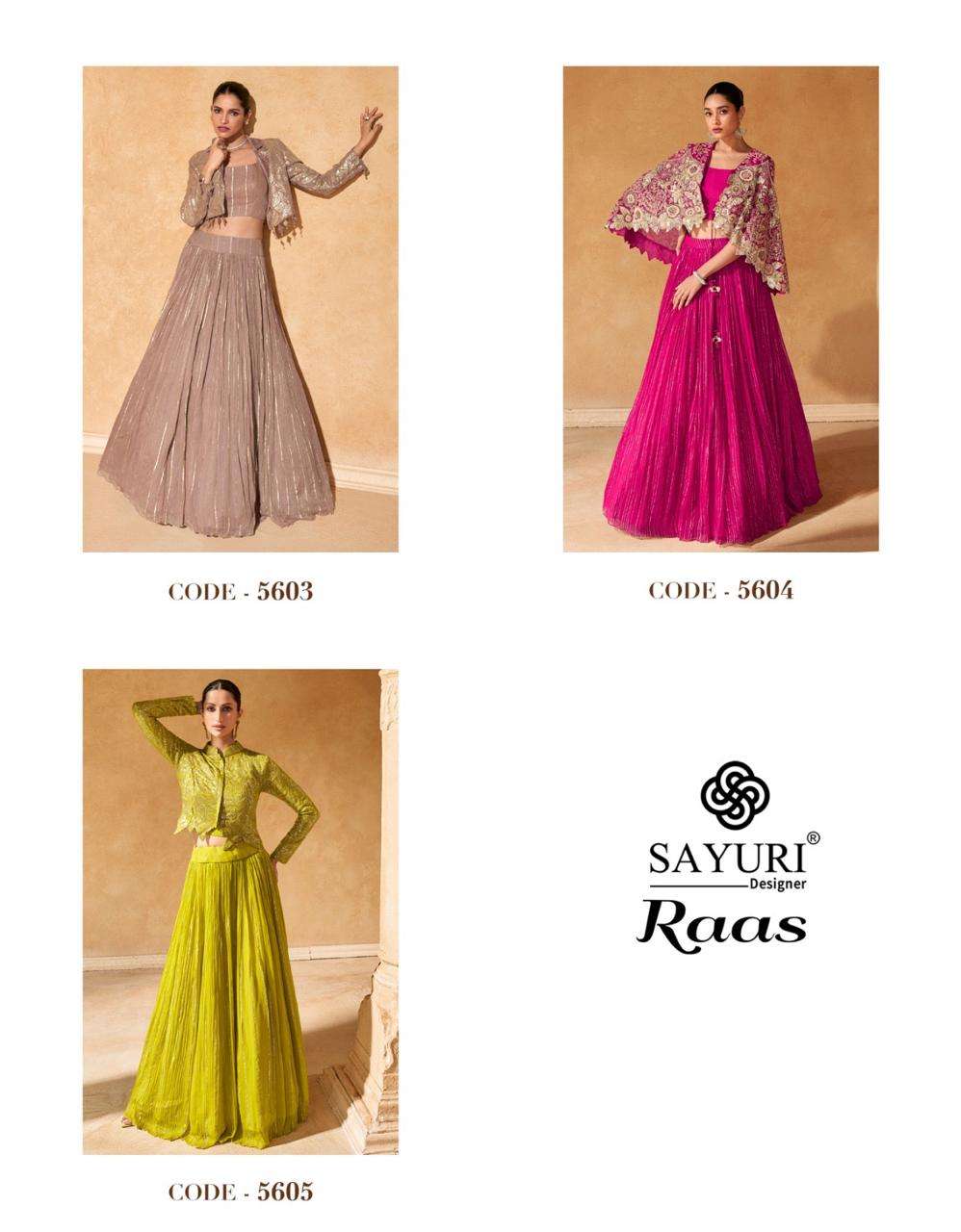 SAYURI DESIGNER PRESENTS RAAS READYMADE DESIGNER FESTIVE WEAR ELEGANT LONG GOWN PANT DUPATTA CATALOG WHOLESALER AND EXPORTER IN SURAT