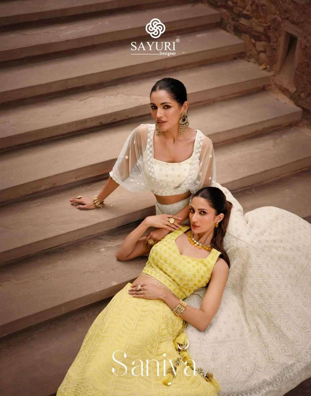  SAYURI DESIGNER PRESENTS SANIYA GEORGETTE FULL STITCH PARTY WEAR INDO WESTERN DRESS CATALOG WHOLESALER 