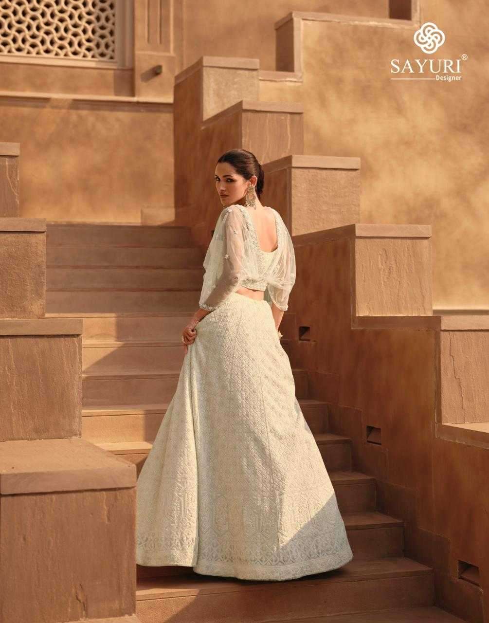  SAYURI DESIGNER PRESENTS SANIYA GEORGETTE FULL STITCH PARTY WEAR INDO WESTERN DRESS CATALOG WHOLESALER 