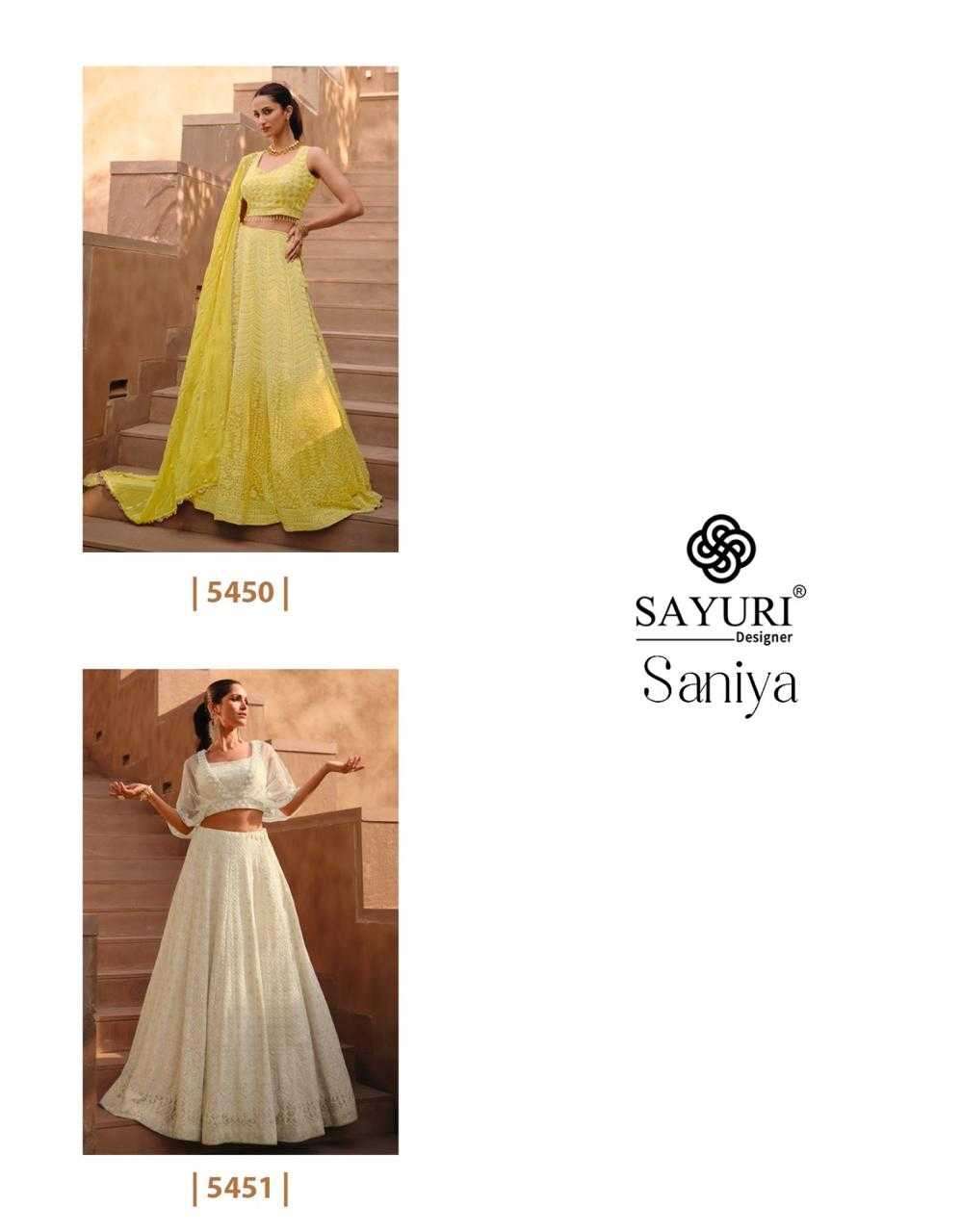  SAYURI DESIGNER PRESENTS SANIYA GEORGETTE FULL STITCH PARTY WEAR INDO WESTERN DRESS CATALOG WHOLESALER 