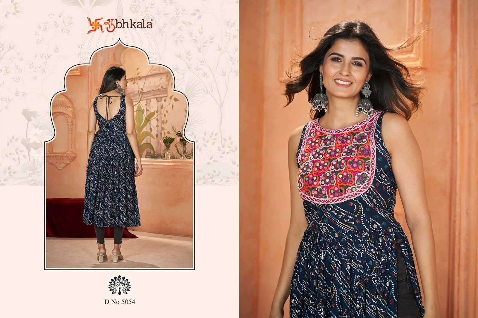  SHUBH KALA PRESENTS FLORY VOL-49 NAVRATRI SPECIAL FULL STITCH EMBROIDERED LONG KURTI CATALOG WHOLESALER AND EXPORTER 