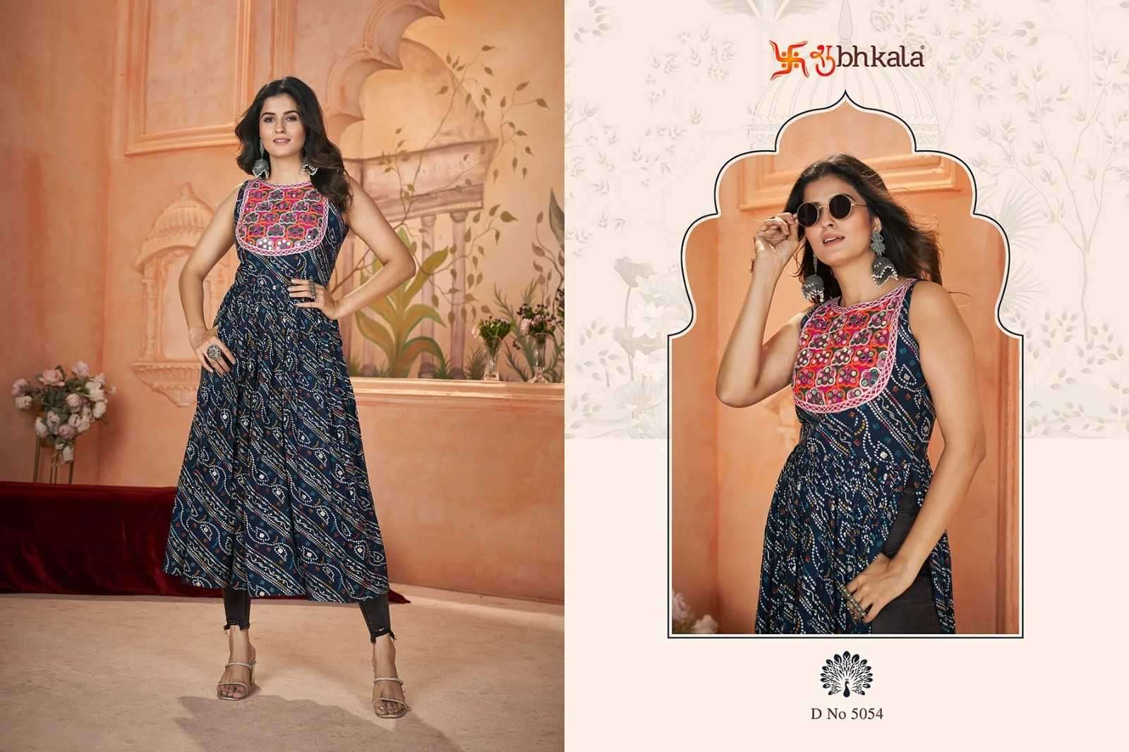  SHUBH KALA PRESENTS FLORY VOL-49 NAVRATRI SPECIAL FULL STITCH EMBROIDERED LONG KURTI CATALOG WHOLESALER AND EXPORTER 