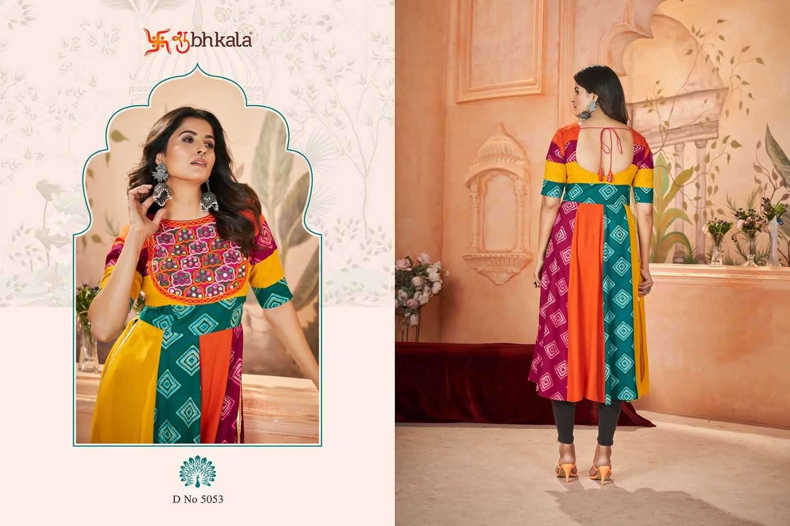  SHUBH KALA PRESENTS FLORY VOL-49 NAVRATRI SPECIAL FULL STITCH EMBROIDERED LONG KURTI CATALOG WHOLESALER AND EXPORTER 