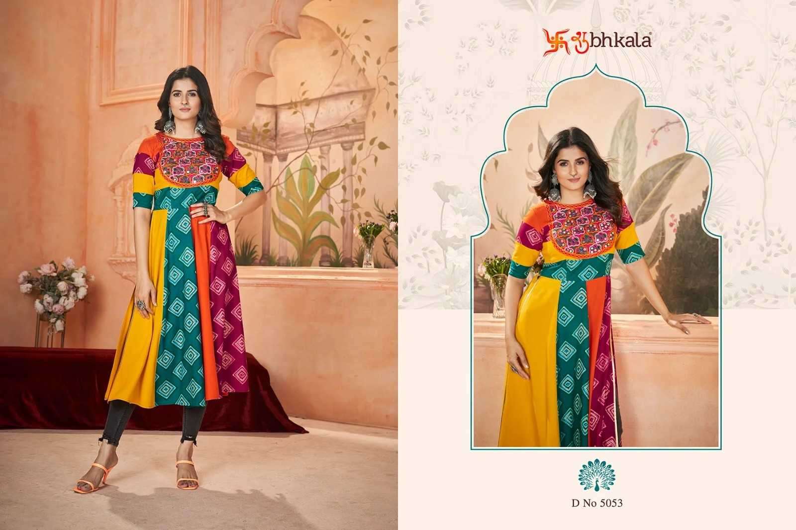  SHUBH KALA PRESENTS FLORY VOL-49 NAVRATRI SPECIAL FULL STITCH EMBROIDERED LONG KURTI CATALOG WHOLESALER AND EXPORTER 