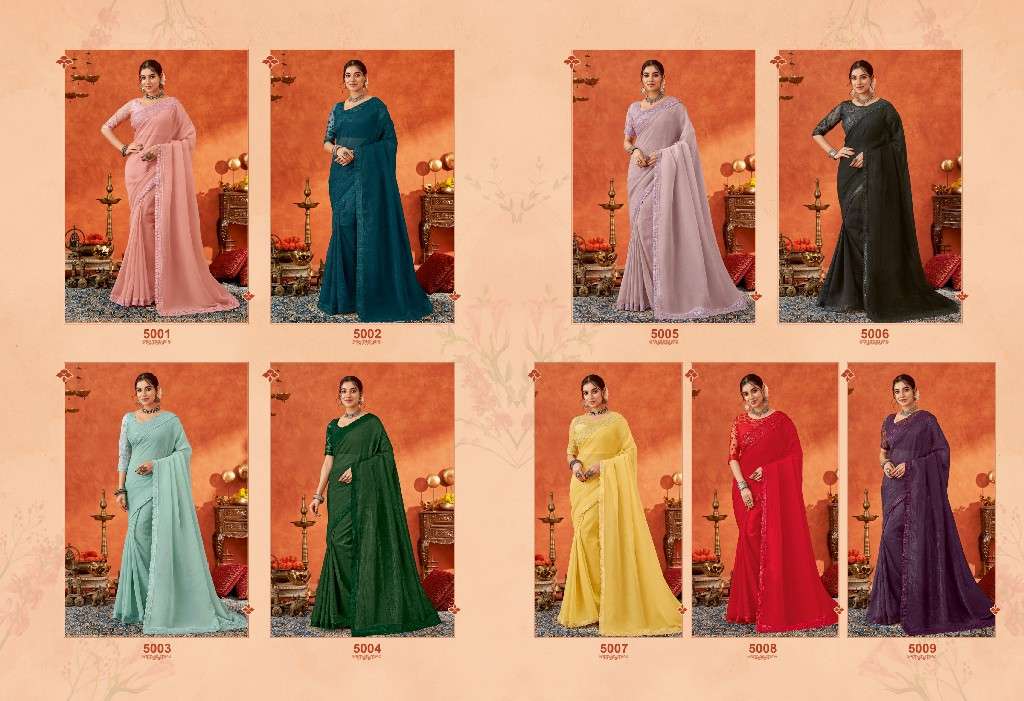Suma Presents Anamika Wholesale Gold Crunchy Designer Indian Sarees Catalog Wholesaler And Exporter 