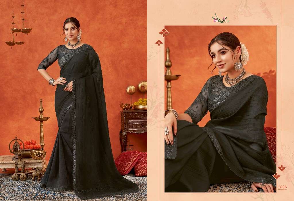 Suma Presents Anamika Wholesale Gold Crunchy Designer Indian Sarees Catalog Wholesaler And Exporter 