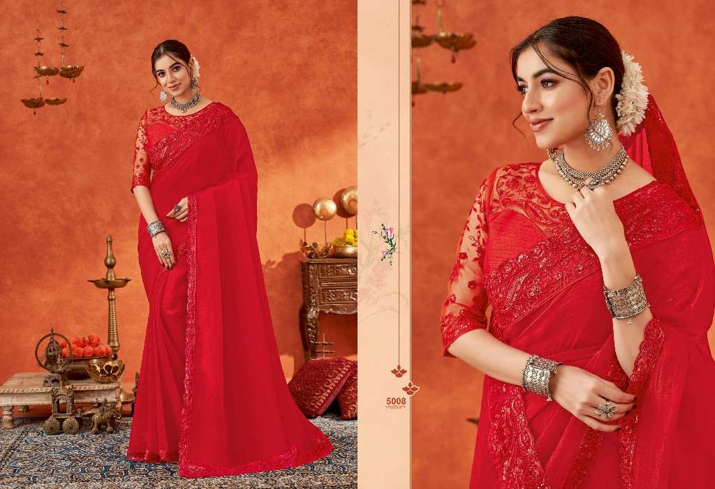 Suma Presents Anamika Wholesale Gold Crunchy Designer Indian Sarees Catalog Wholesaler And Exporter 