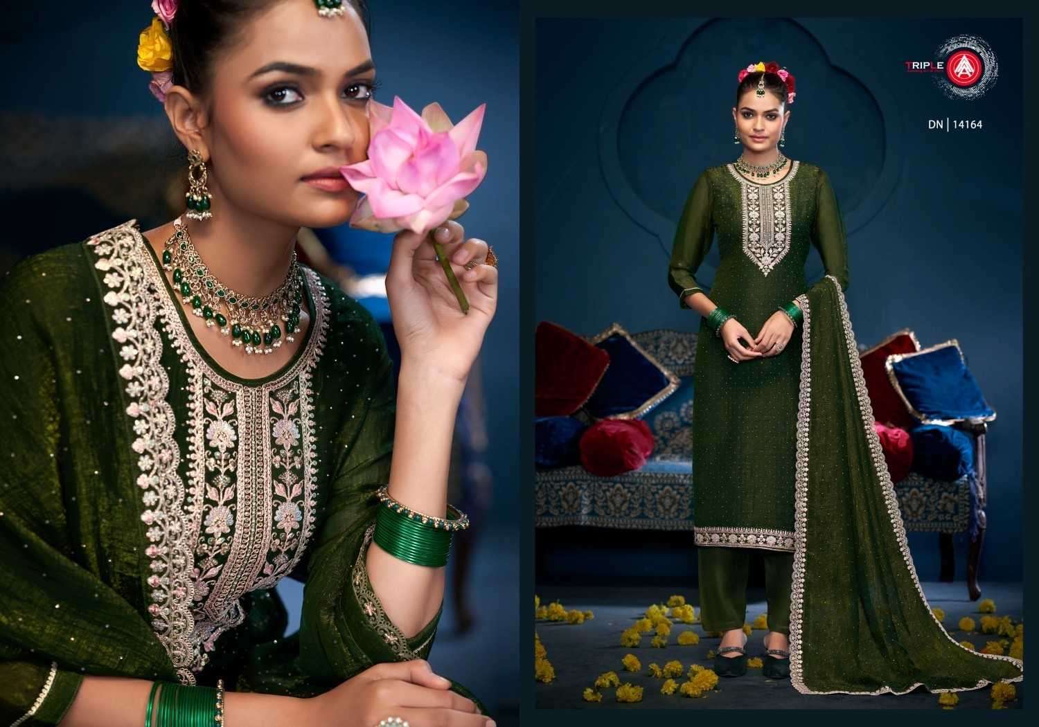 TRIPLE AAA PRESENTS GULABI ELEGANT STYLE VISCOSE CRUSH SILK DRESS MATERIEL CATALOG WHOLESALER AND EXPORTER IN SURAT