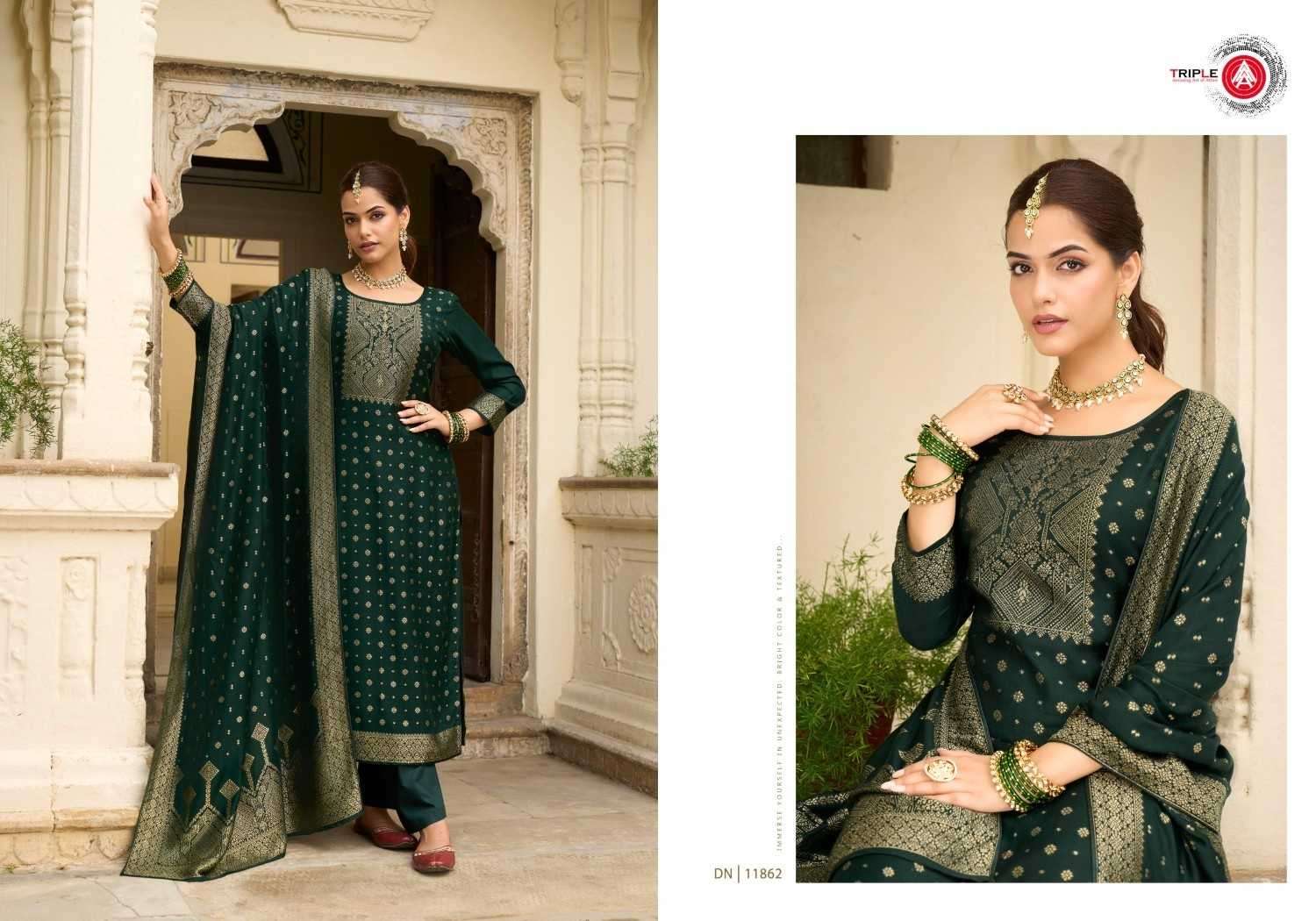 TRIPLE AAA PRESENTS GURLEEN VISCOSE PASHMINA JACQUARD SALWAR SUITS CATALOG WHOLESALER AND EXPORTER IN SURAT