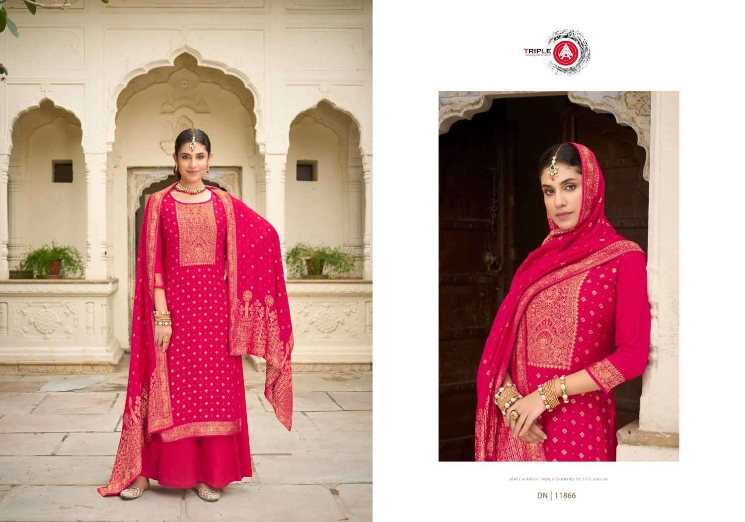 TRIPLE AAA PRESENTS GURLEEN VISCOSE PASHMINA JACQUARD SALWAR SUITS CATALOG WHOLESALER AND EXPORTER IN SURAT