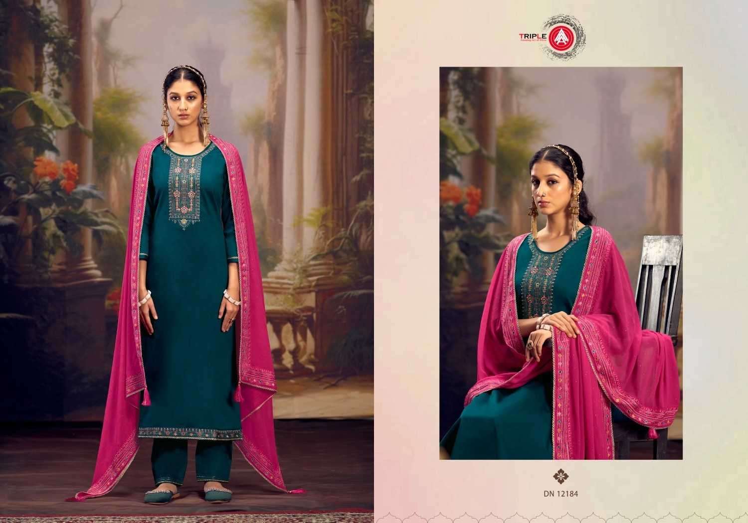 TRIPLE AAA PRESENTS KRUSHA JAM SILK COTTON DESIGNER DRESS MATERIAL CATALOG WHOLESALER AND EXPORTER IN SURAT
