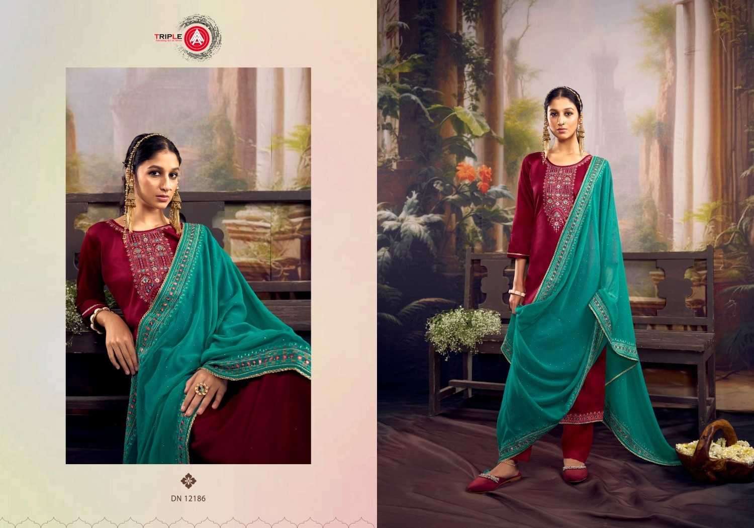 TRIPLE AAA PRESENTS KRUSHA JAM SILK COTTON DESIGNER DRESS MATERIAL CATALOG WHOLESALER AND EXPORTER IN SURAT