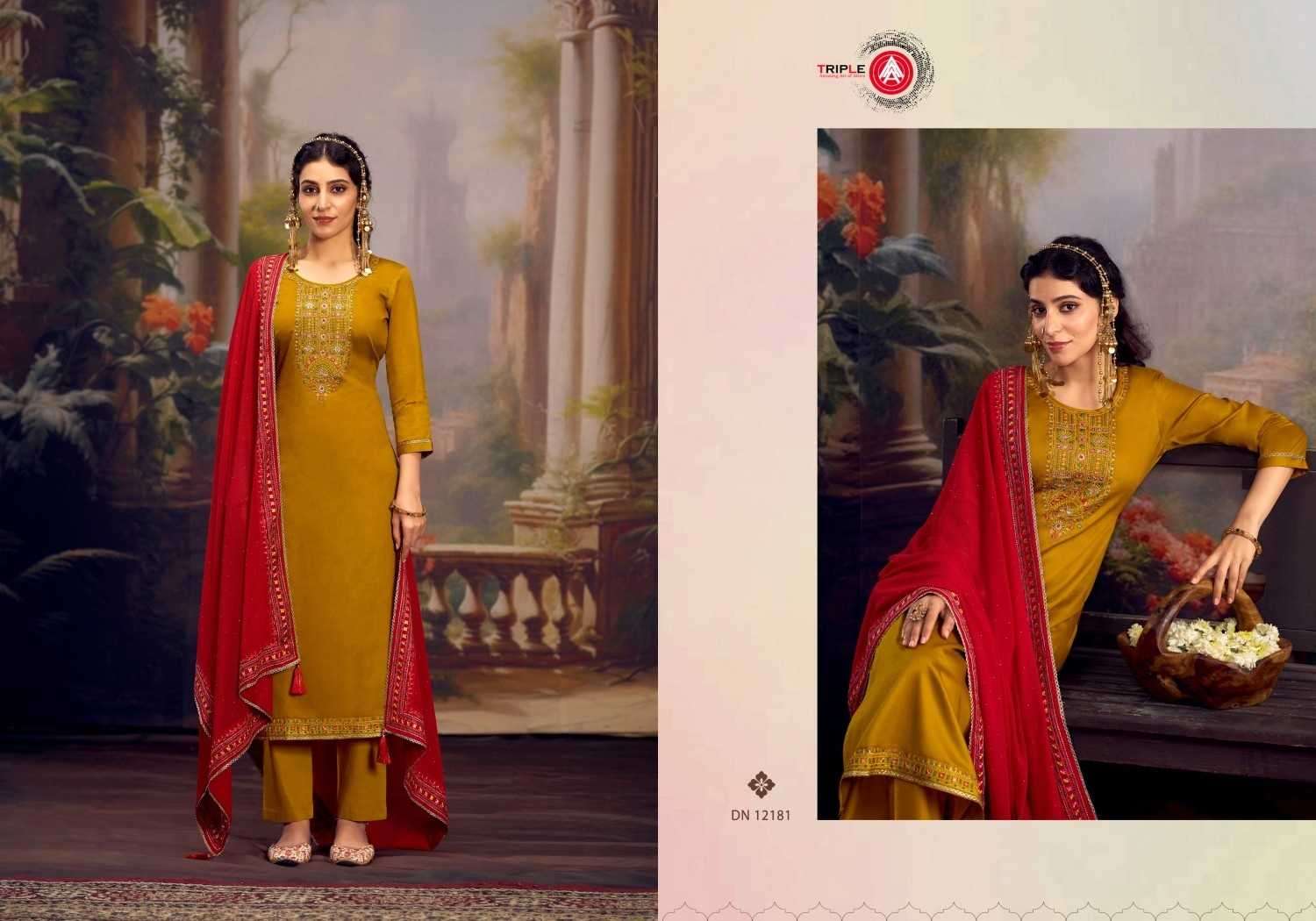 TRIPLE AAA PRESENTS KRUSHA JAM SILK COTTON DESIGNER DRESS MATERIAL CATALOG WHOLESALER AND EXPORTER IN SURAT