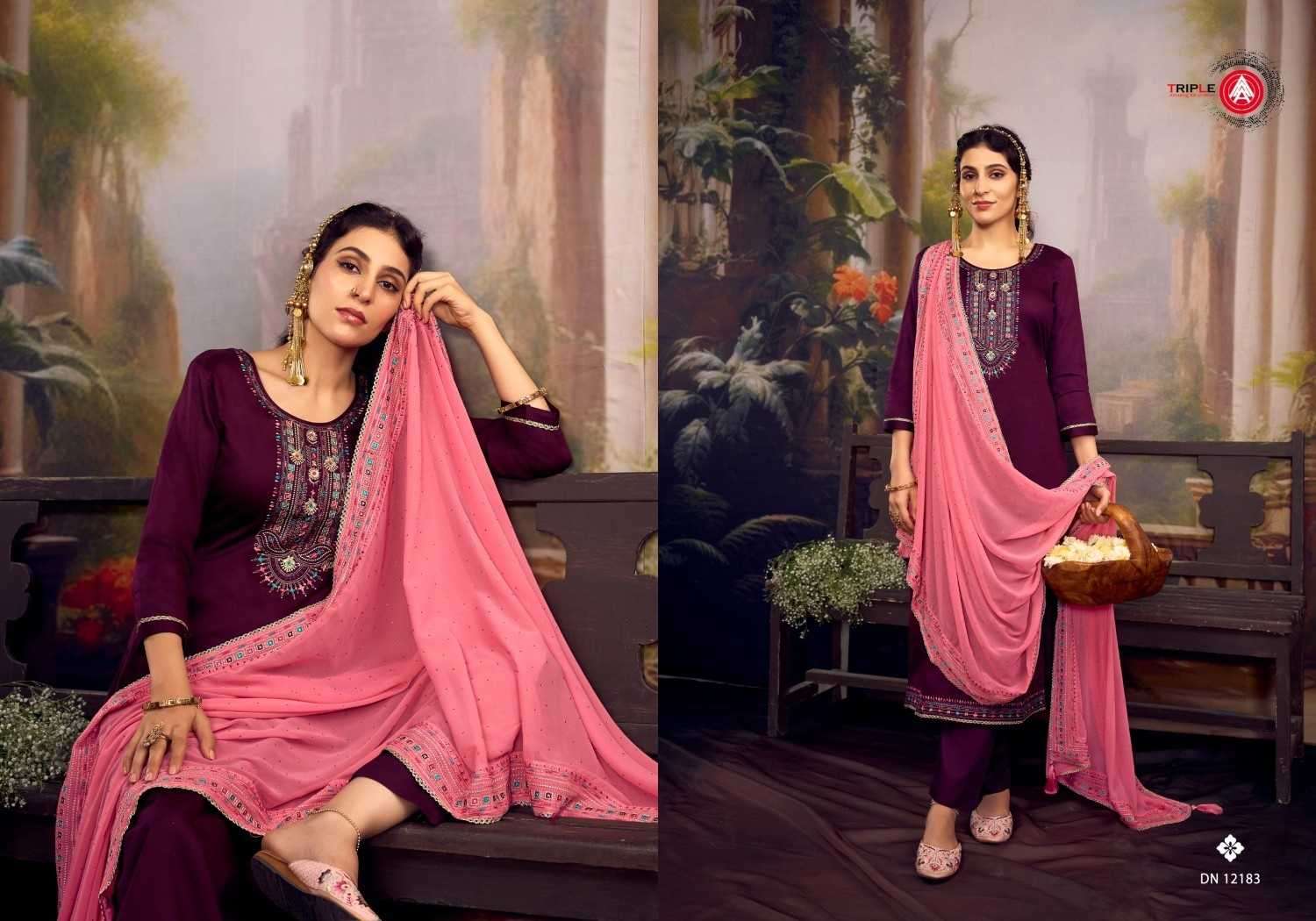 TRIPLE AAA PRESENTS KRUSHA JAM SILK COTTON DESIGNER DRESS MATERIAL CATALOG WHOLESALER AND EXPORTER IN SURAT